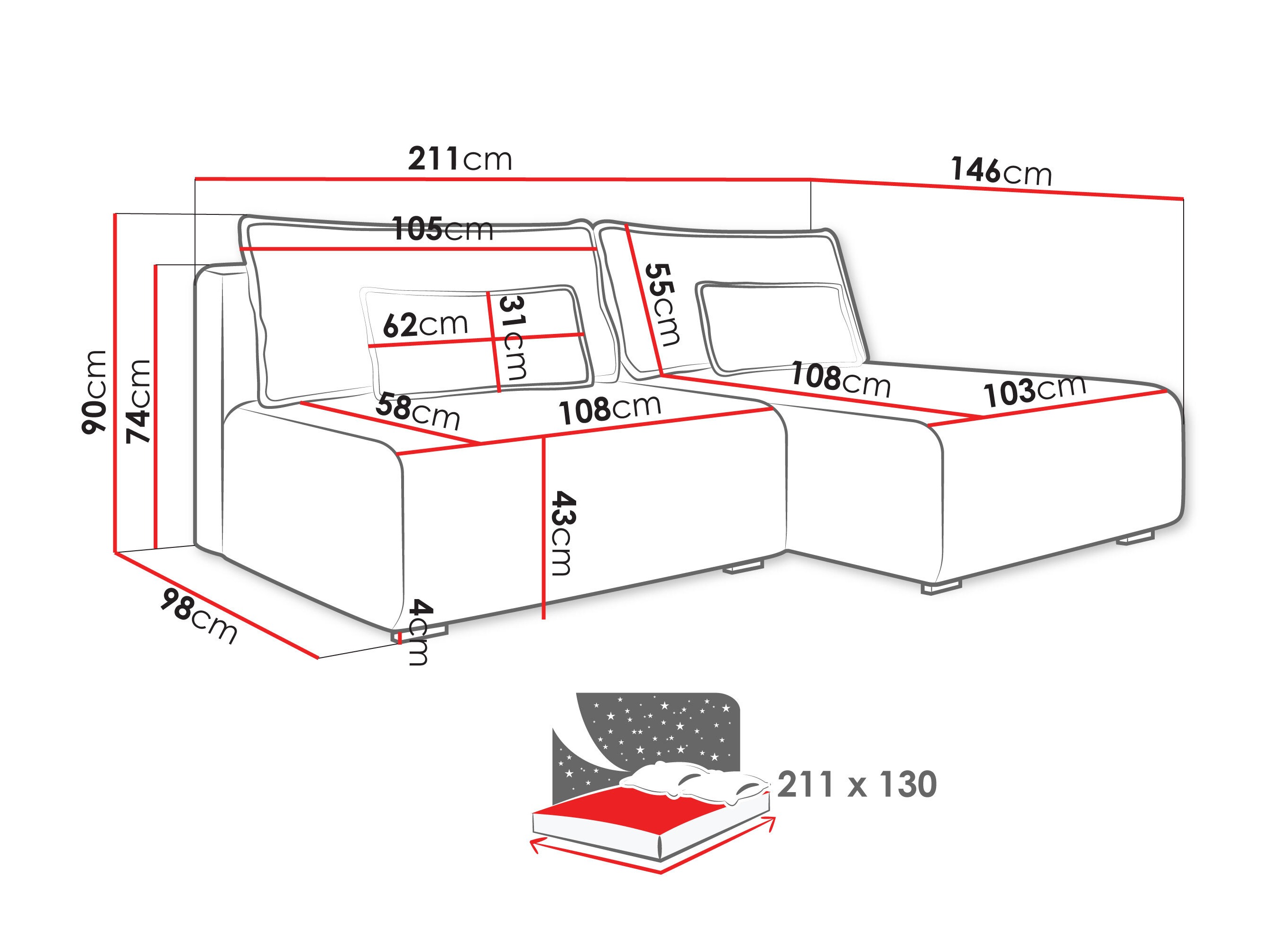 Ъглов диван TrendyNest Fenestal (Tilia 52)