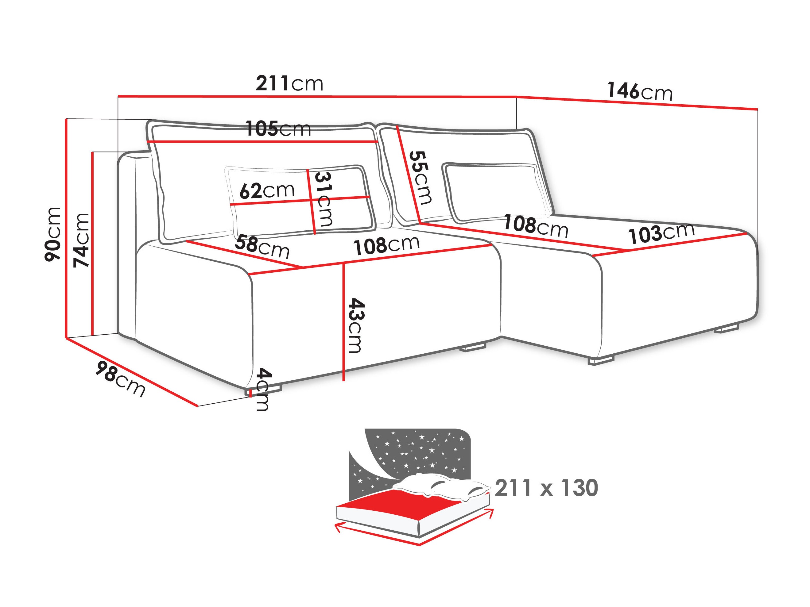 Ъглов диван TrendyNest Fenestal (Tilia 85)