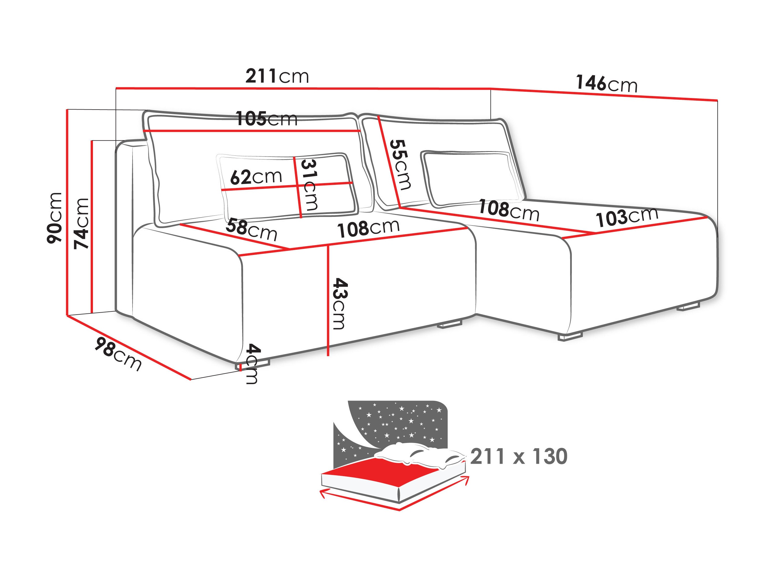 Ъглов диван TrendyNest Fenestal (Tilia 85)