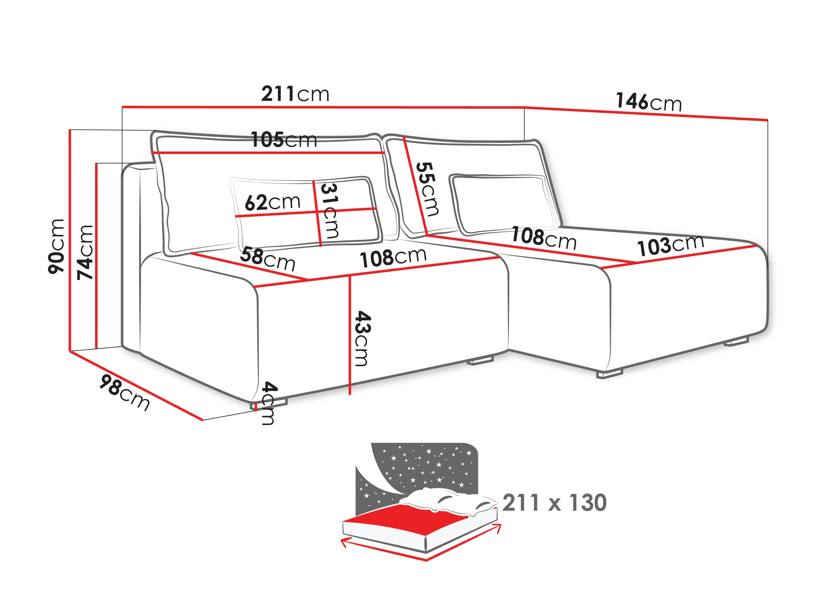 Ъглов диван TrendyNest Fenestal (Tilia 86)