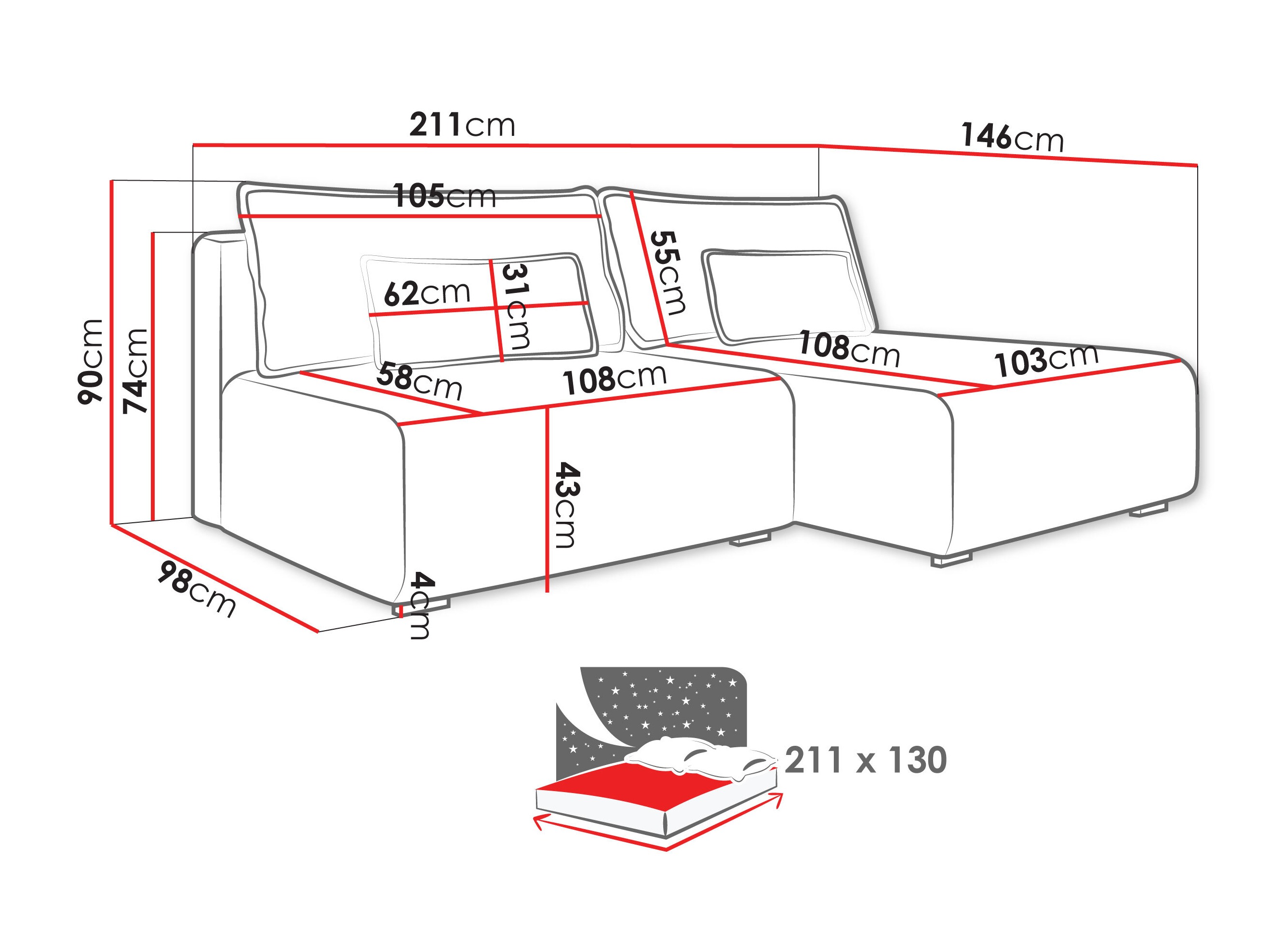 Ъглов диван TrendyNest Fenestal (Tilia 86)