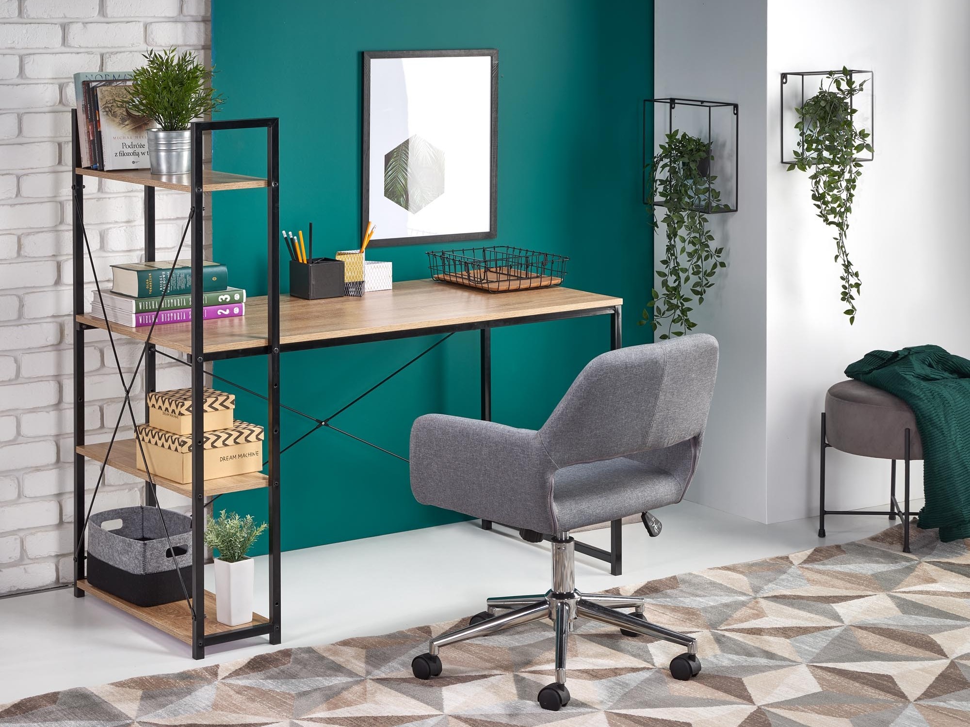 Офис бюро Houston 1888 (Сонома дъб + Черен)