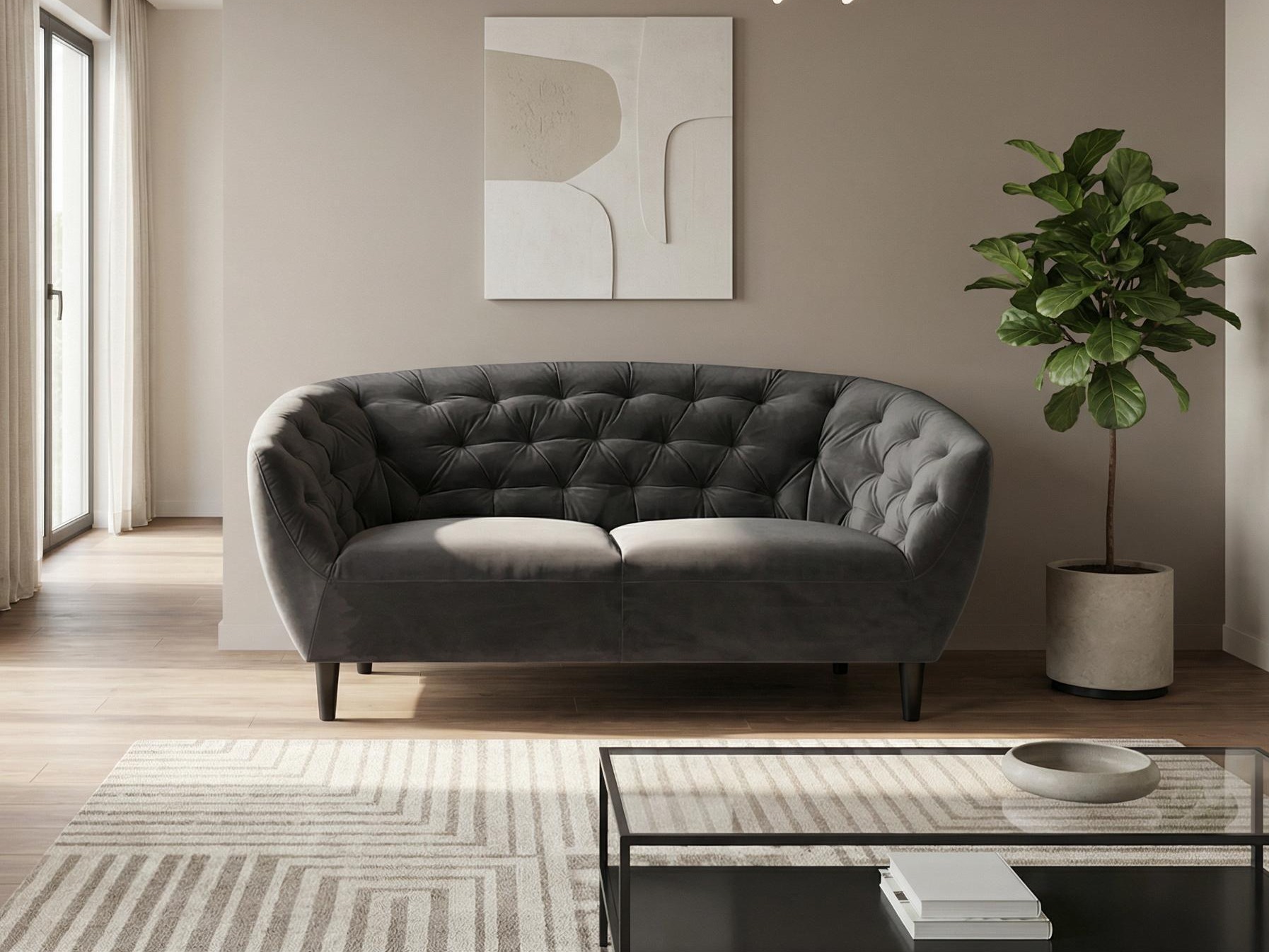 Chesterfield диван Norsica 260 (Тъмно сив)