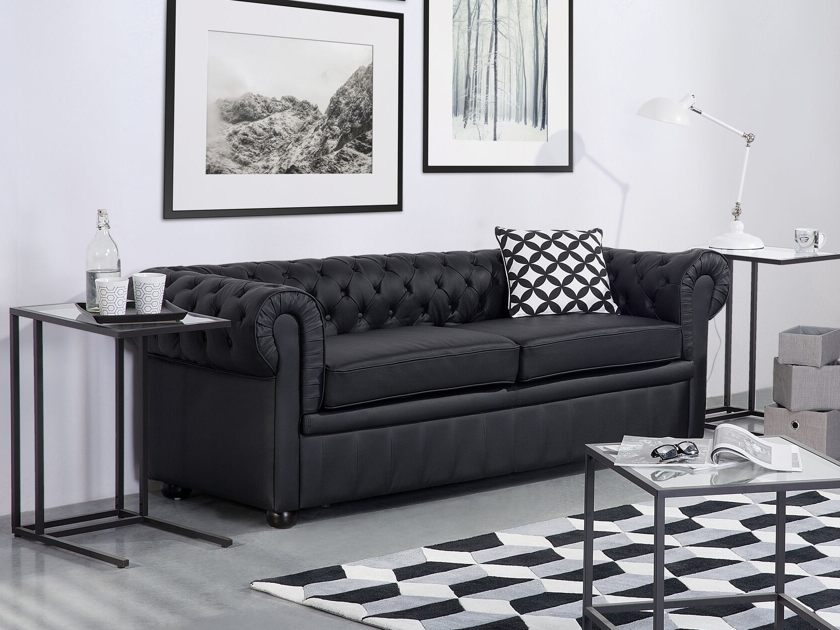 Chesterfield диван Berwyn 832 (Черен)