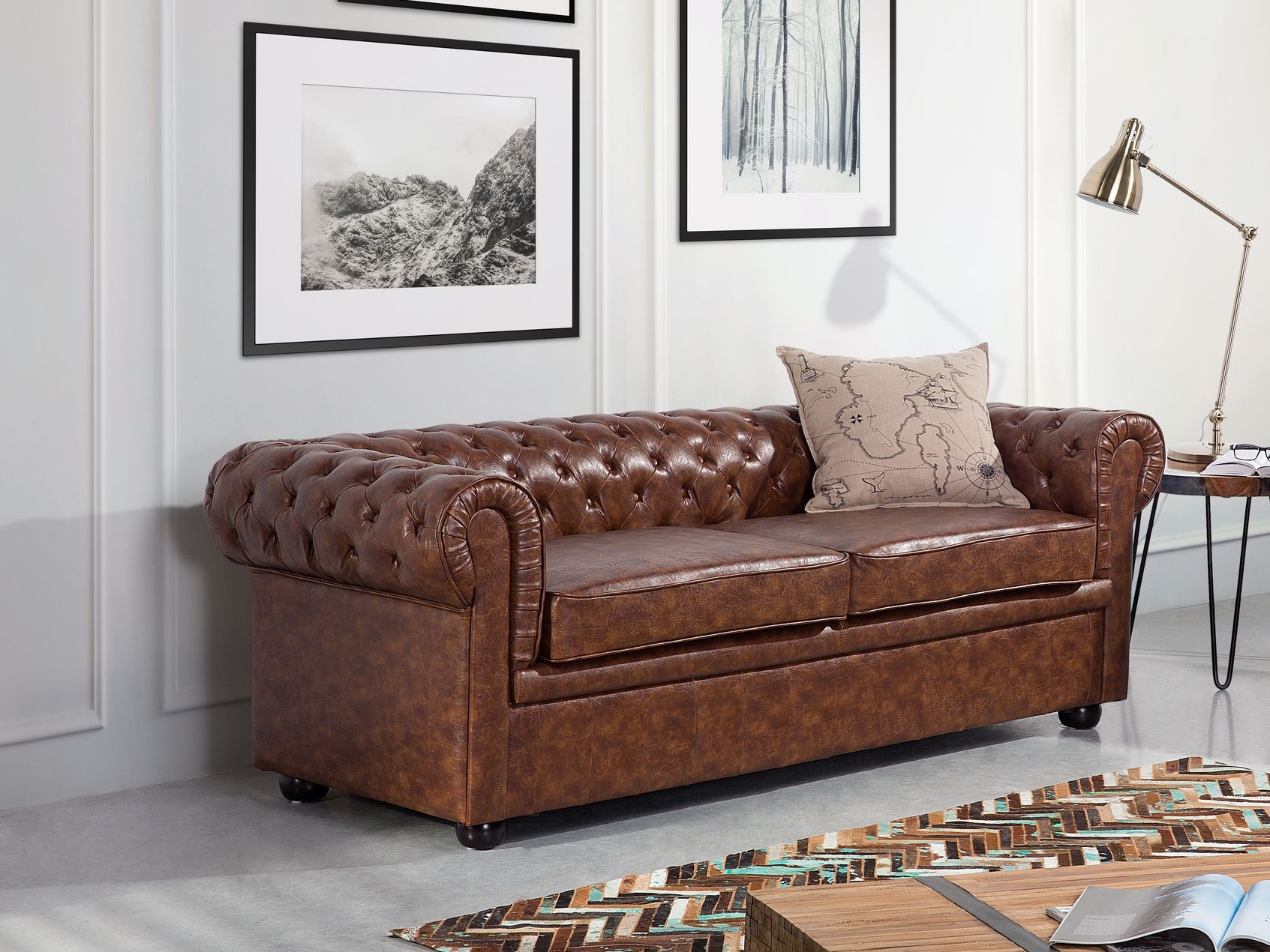 Chesterfield диван Berwyn 832 (Кафяв)