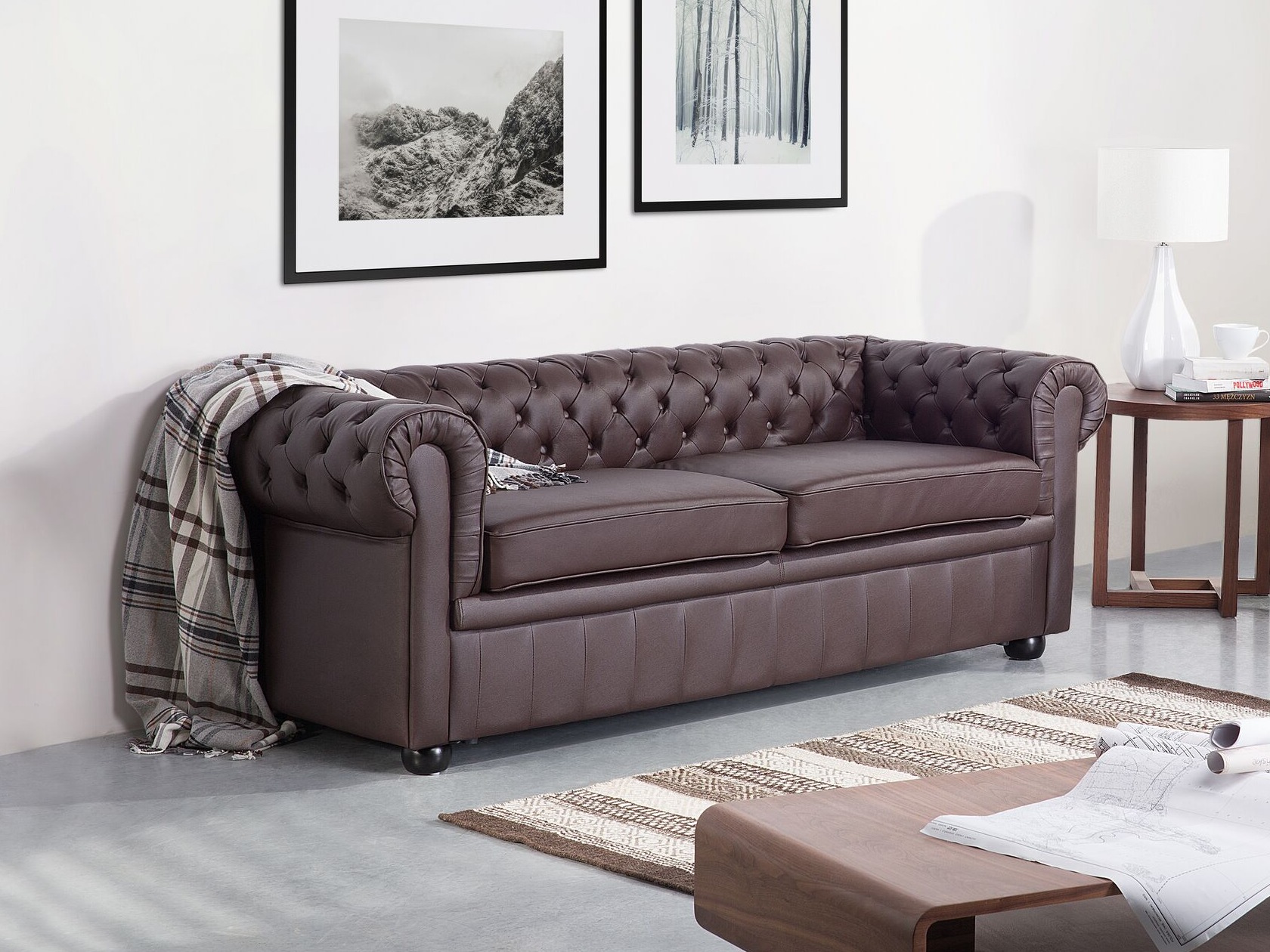 Chesterfield диван Berwyn 832 (Тъмнокафяв)