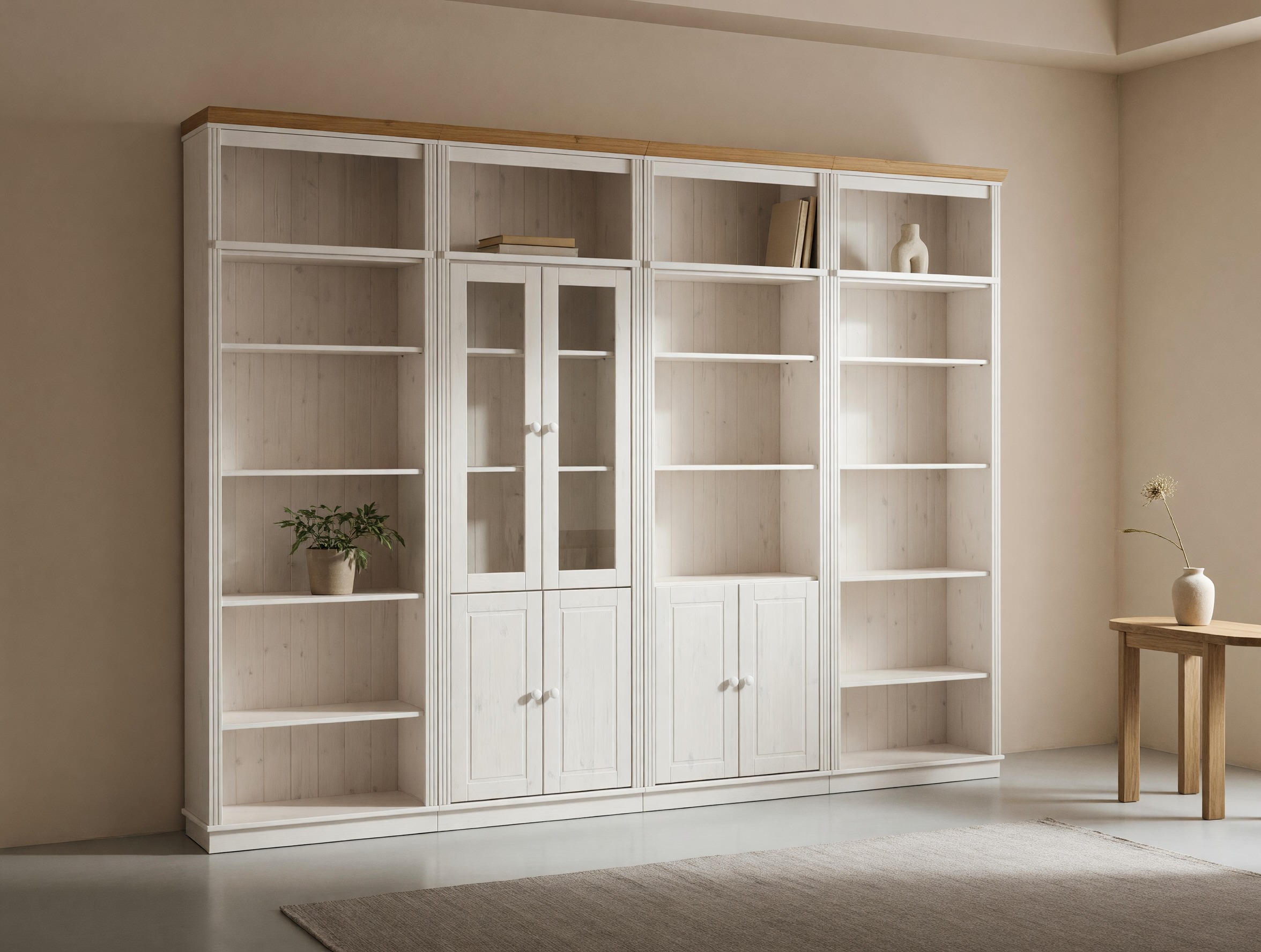 Комплект етажерки Saltoro 112 (Бял + Меден дъб)