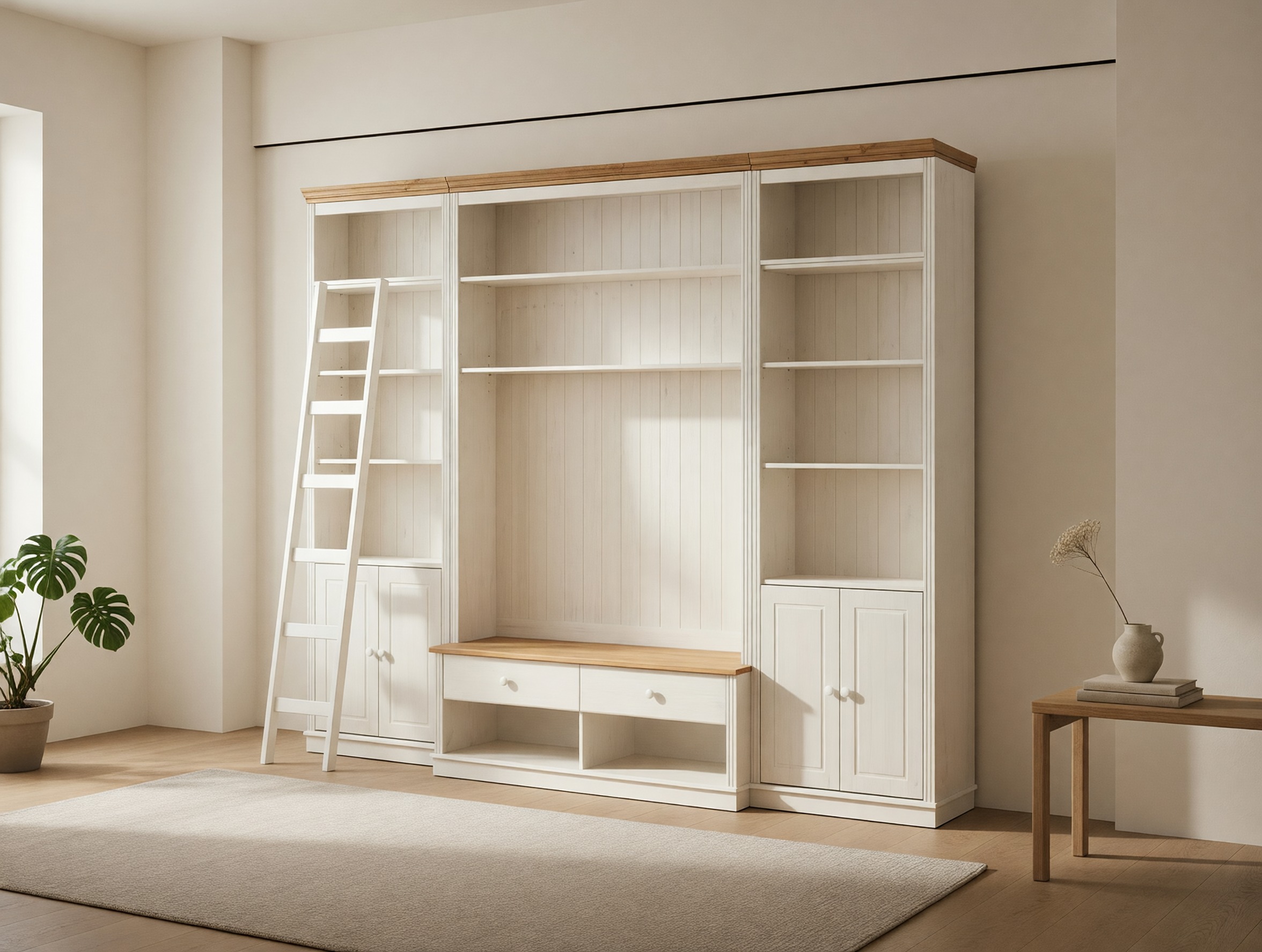 Комплект за хол Saltoro 107 (Бял + Меден дъб)