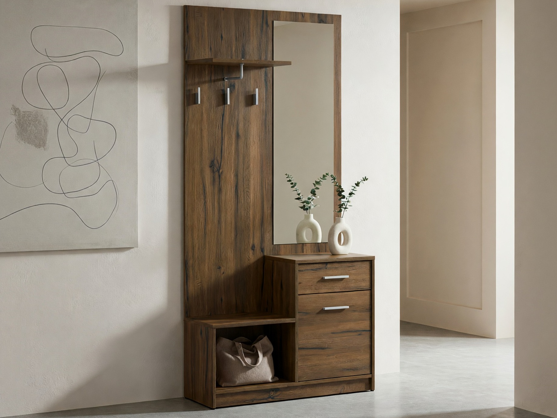 Комплект за антре Novsore 121 (Тъмен дъб)