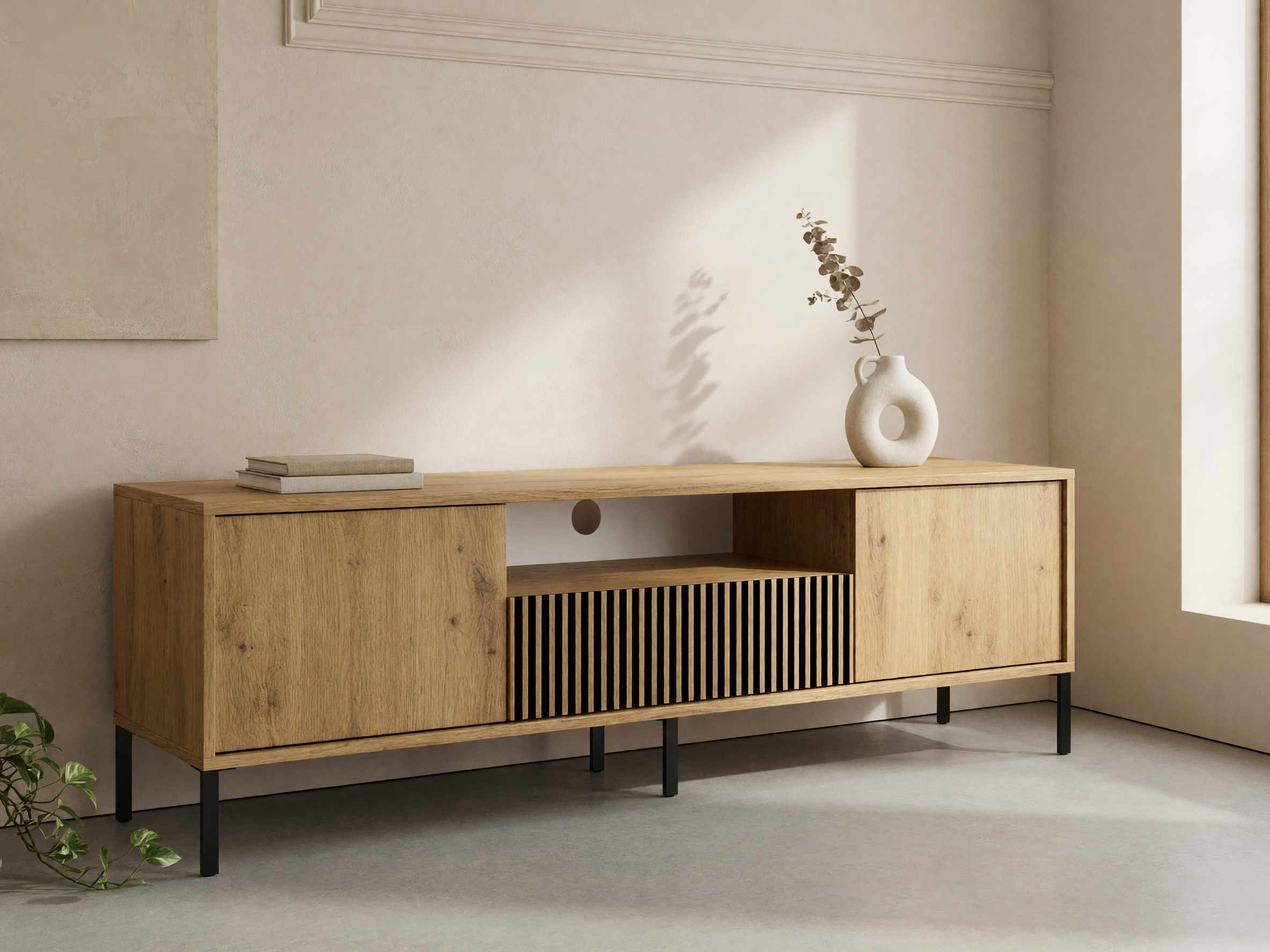 ТВ шкаф Orlsone 100 (Artisan дъб + Черен)