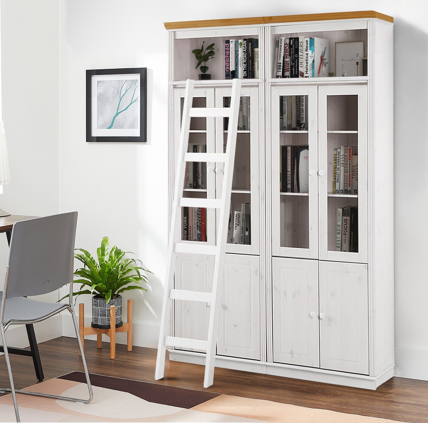 Комплект етажерки Saltoro 120 (Бял + Меден дъб)