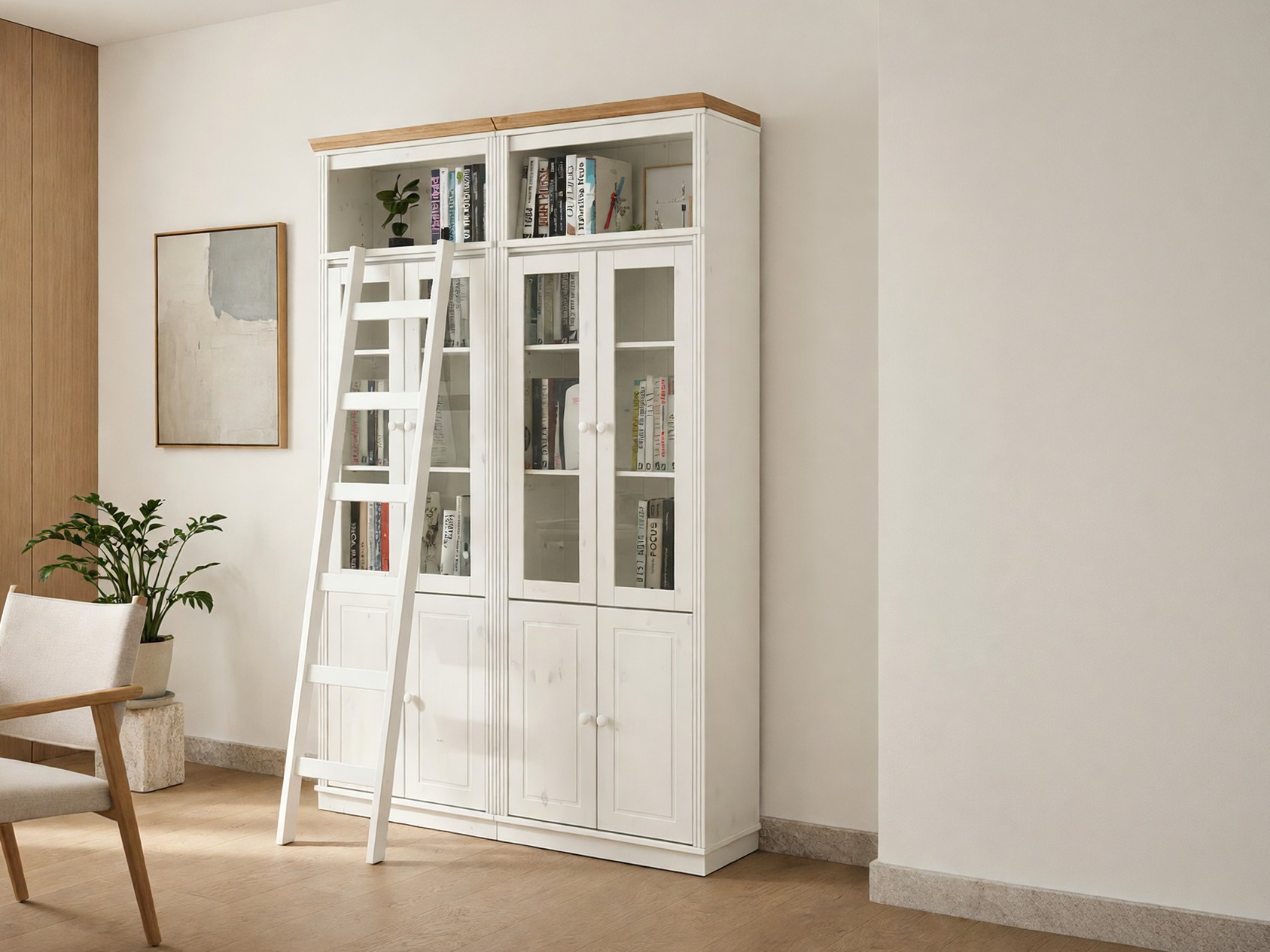 Комплект етажерки Saltoro 120 (Бял + Меден дъб)