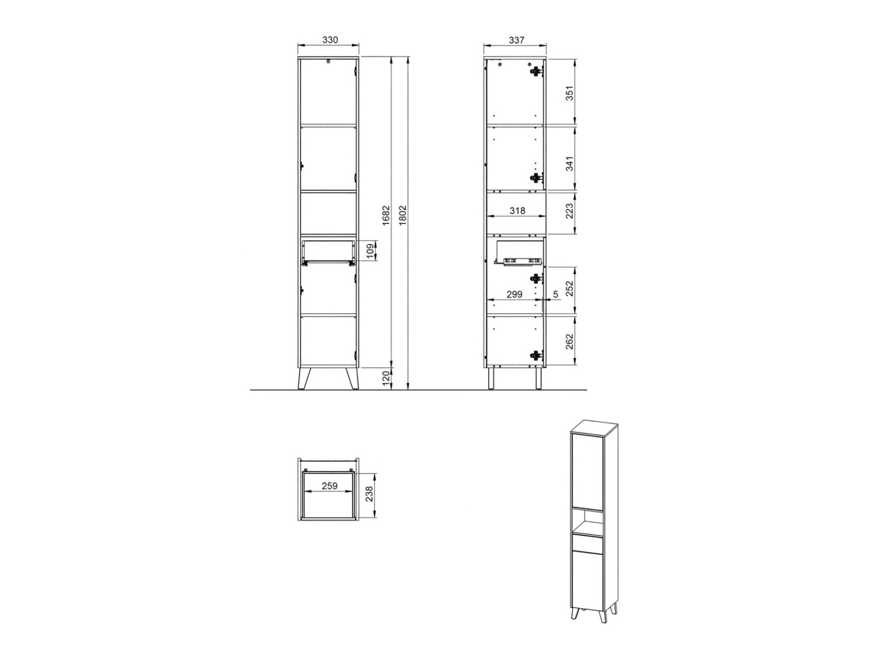 Стоящ шкаф за баня Voseri 103