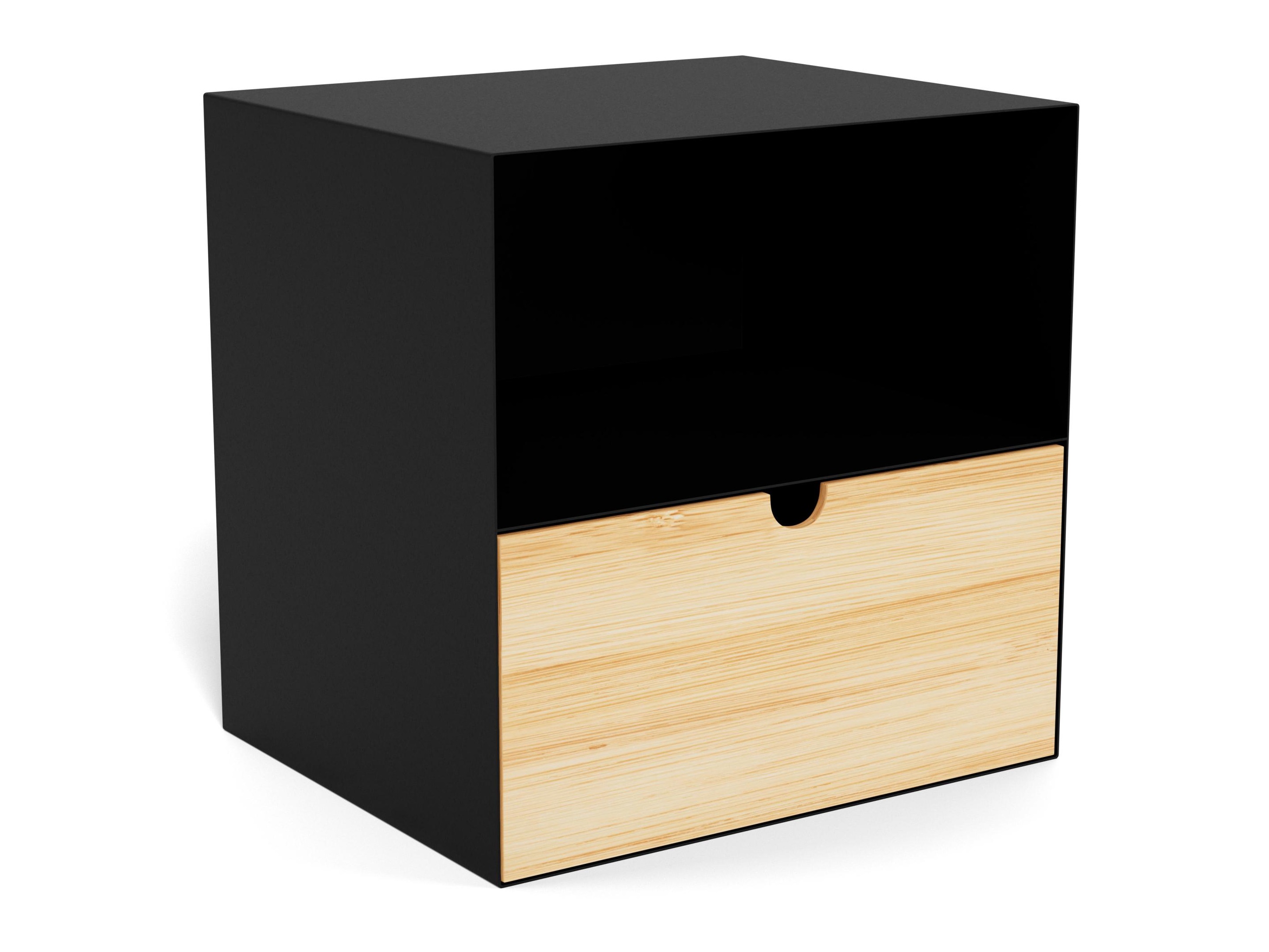 Нощно шкафче Norsica 375 (Черен + Ярък дърво)