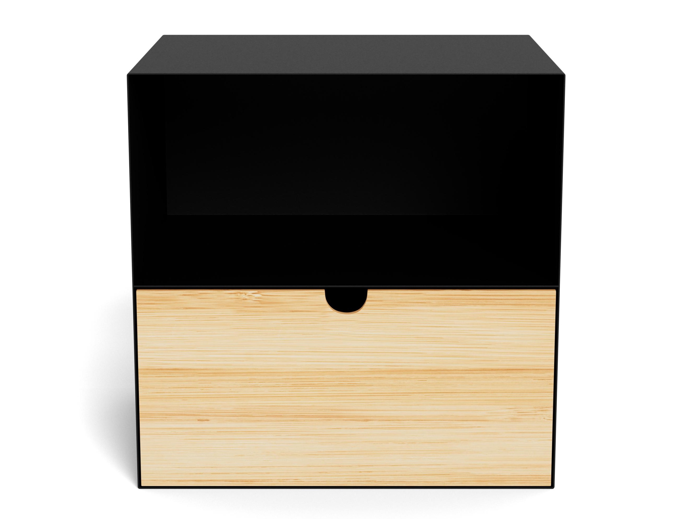 Нощно шкафче Norsica 375 (Черен + Ярък дърво)