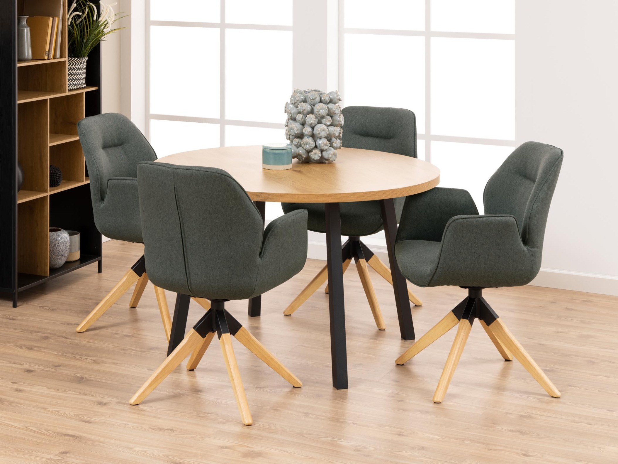 Стол Norsica 391 (Тъмно сив + Ярък дърво)