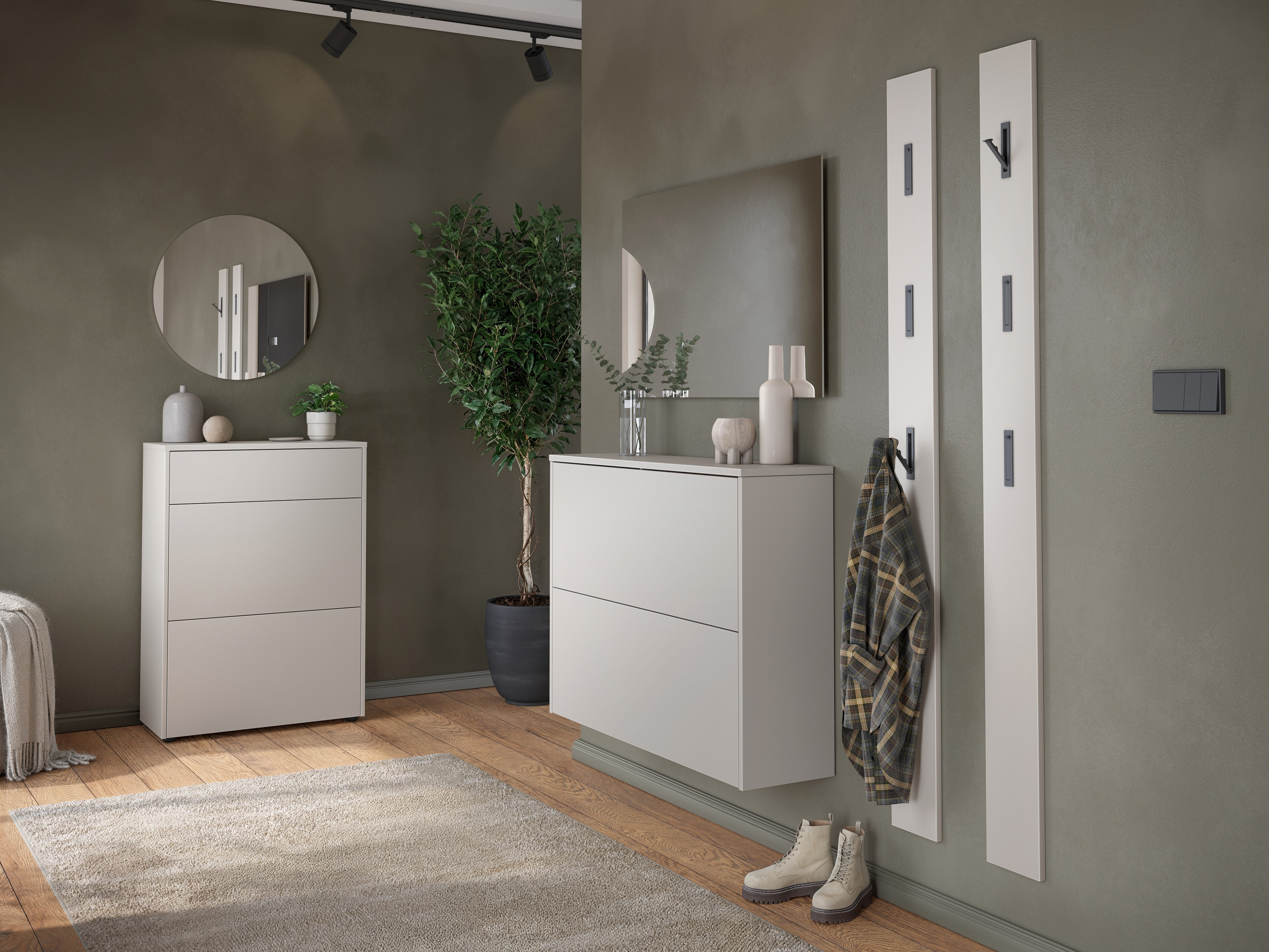 Шкаф за обувки Levfena 100 (Кашмир + Navarra дъб)