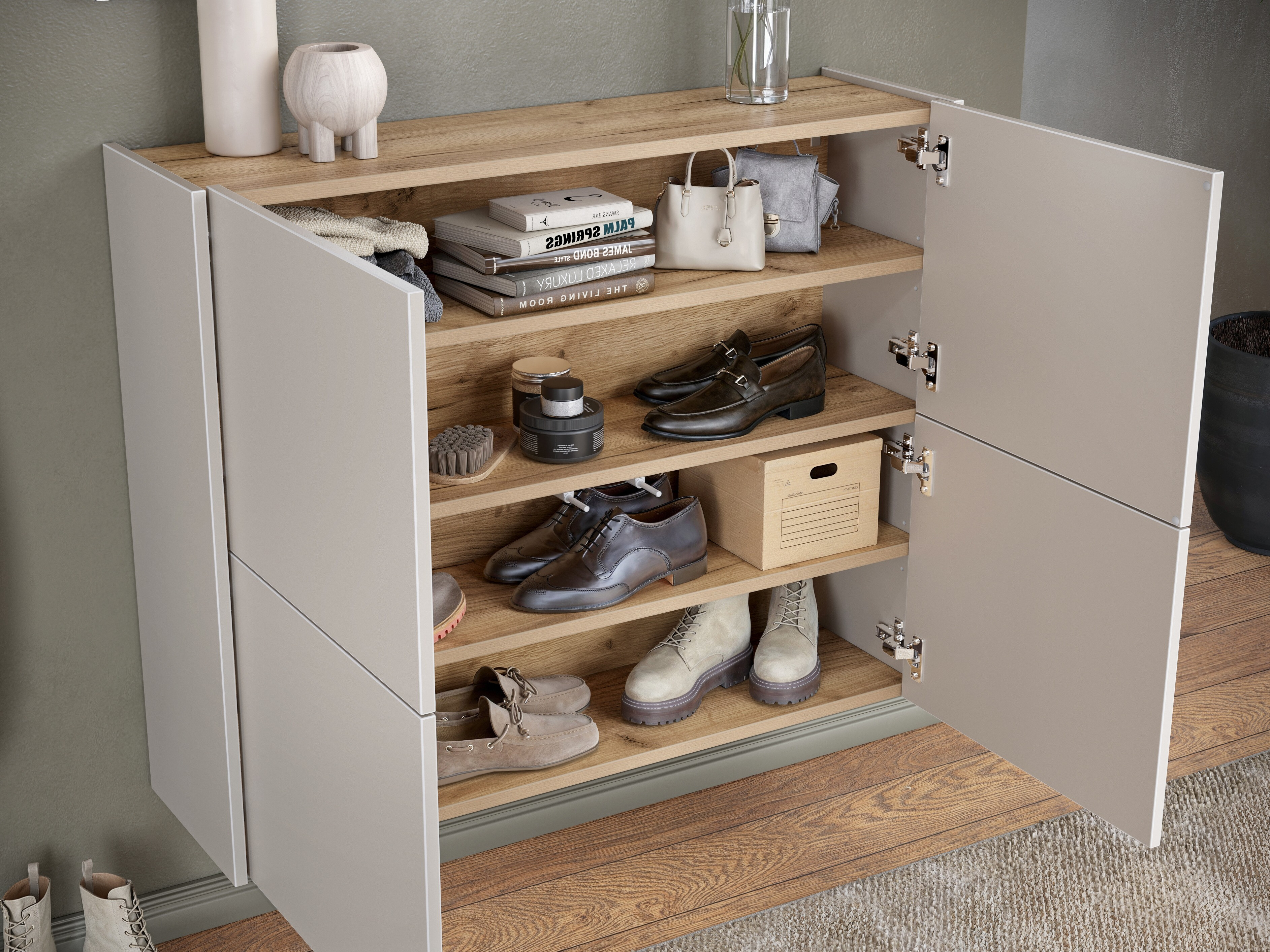 Шкаф за обувки Levfena 101 (Кашмир + Navarra дъб)