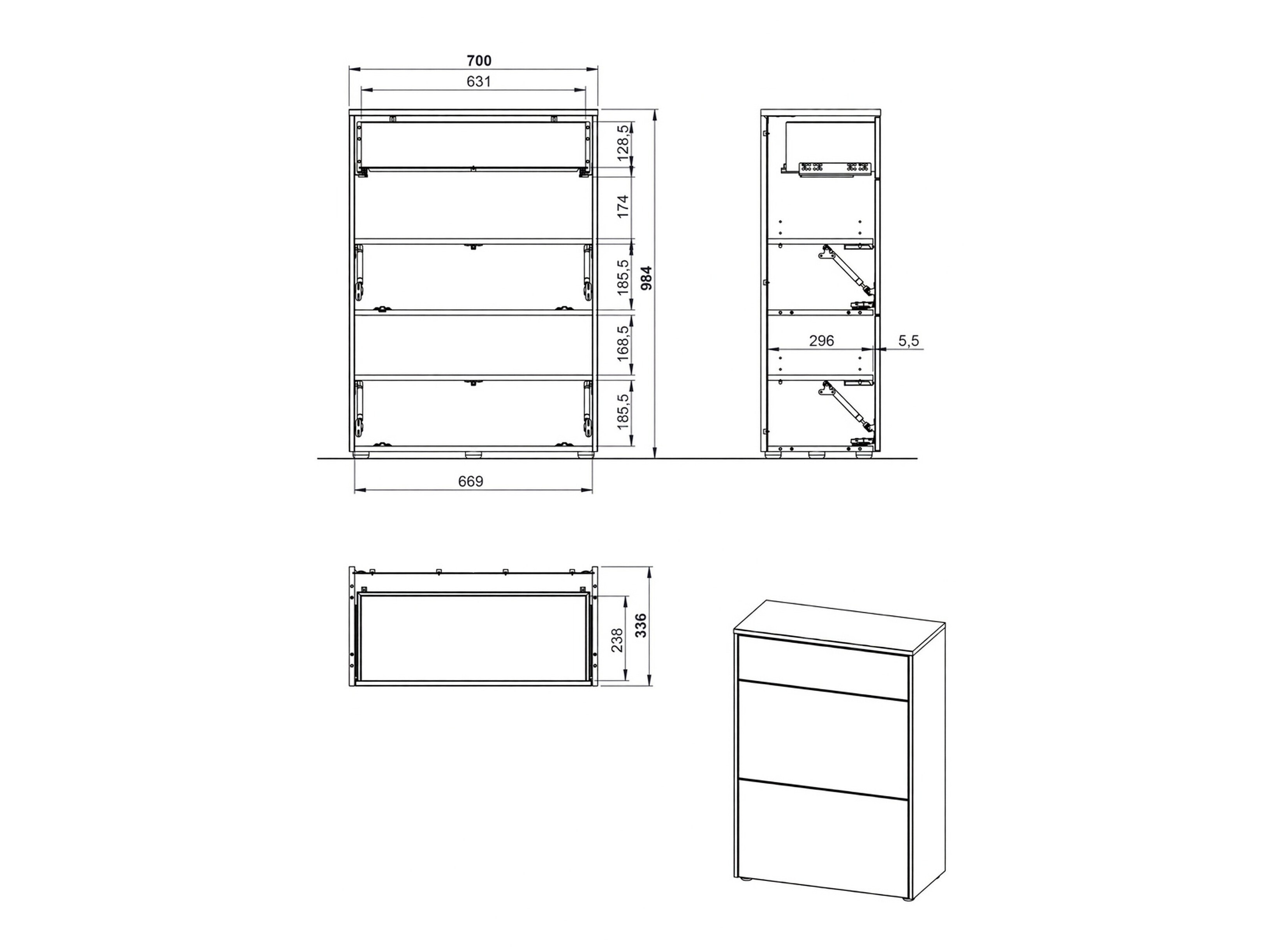 Шкаф за обувки Levfena 102 (Кашмир + Navarra дъб)