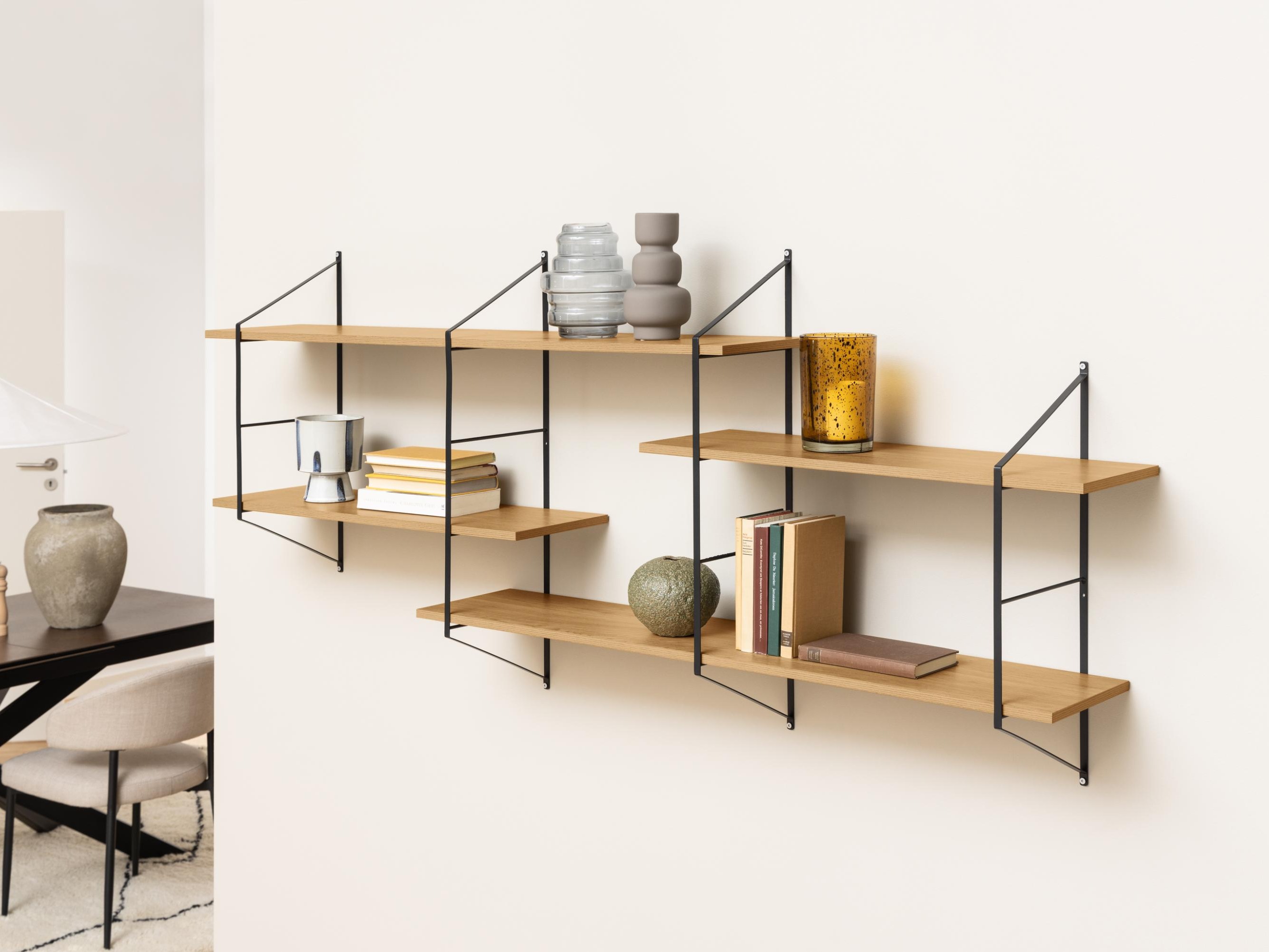 Стенна етажерка Norsica 447 (Светлокафяво + Черен)