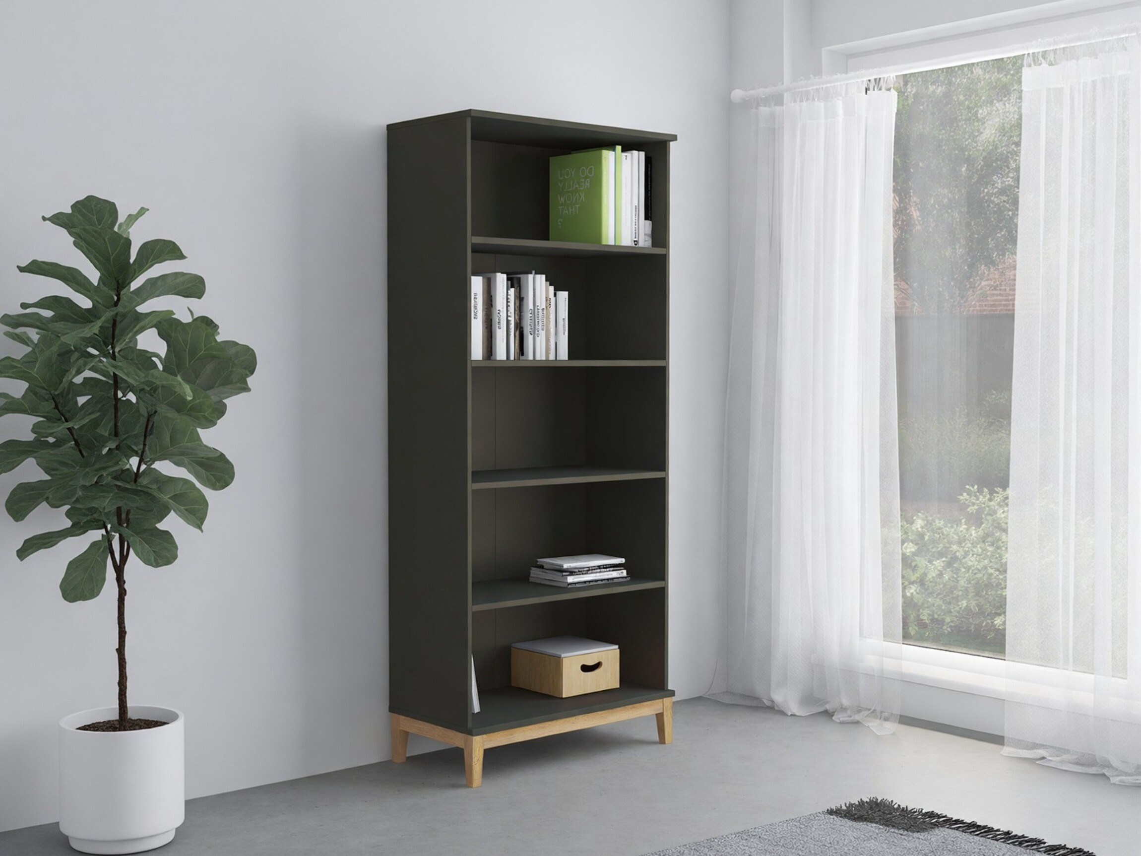 Етажерка Felmelo 101 (Сив + Дъб уотан)