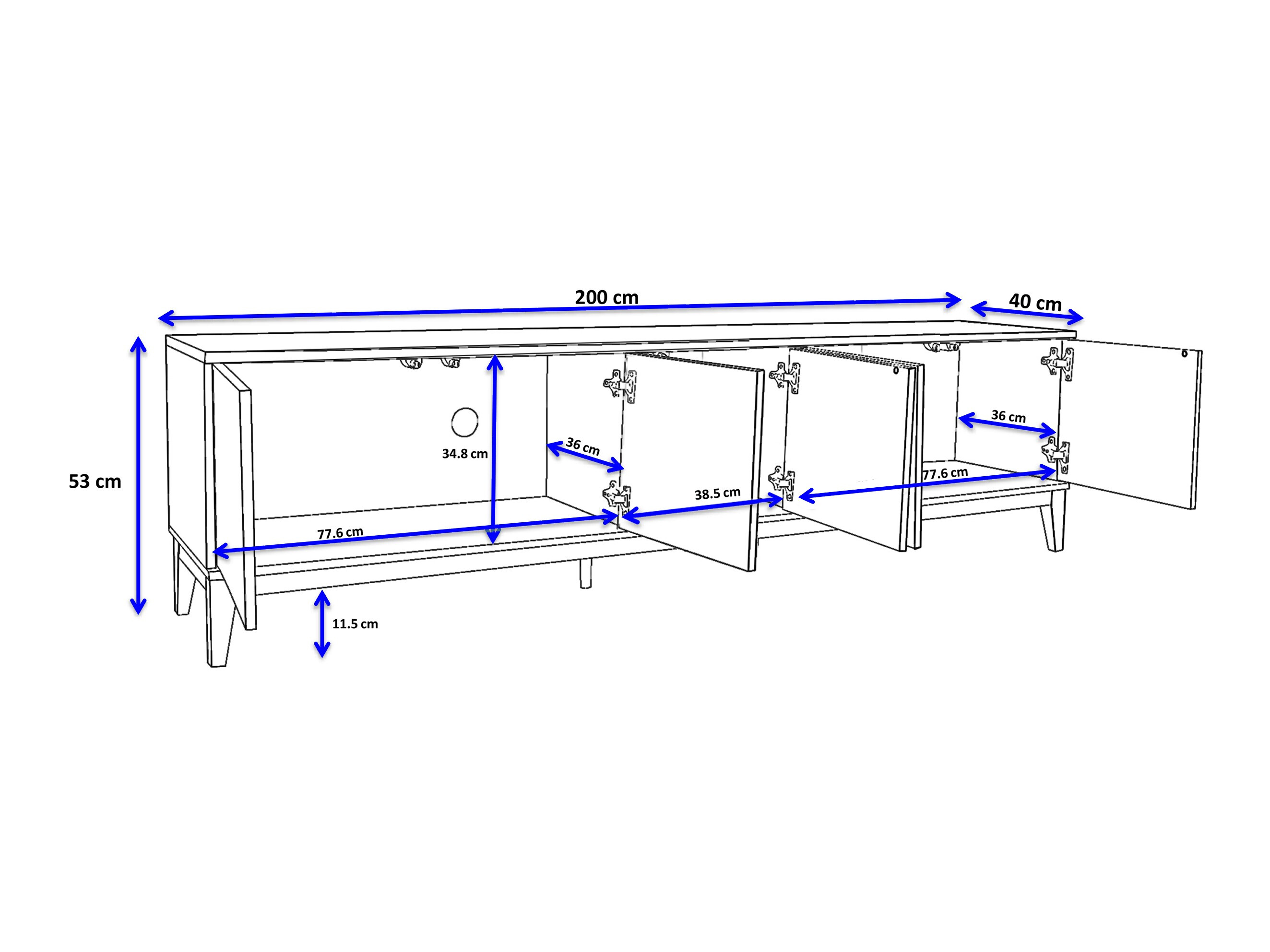 ТВ шкаф Felmelo 100 (Сив + Дъб уотан)