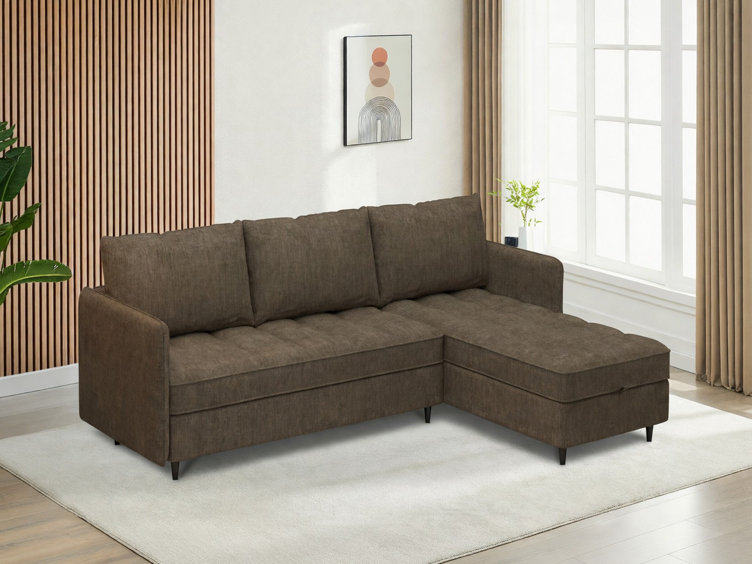 Ъглов диван Denton 1529 (Кафяв)