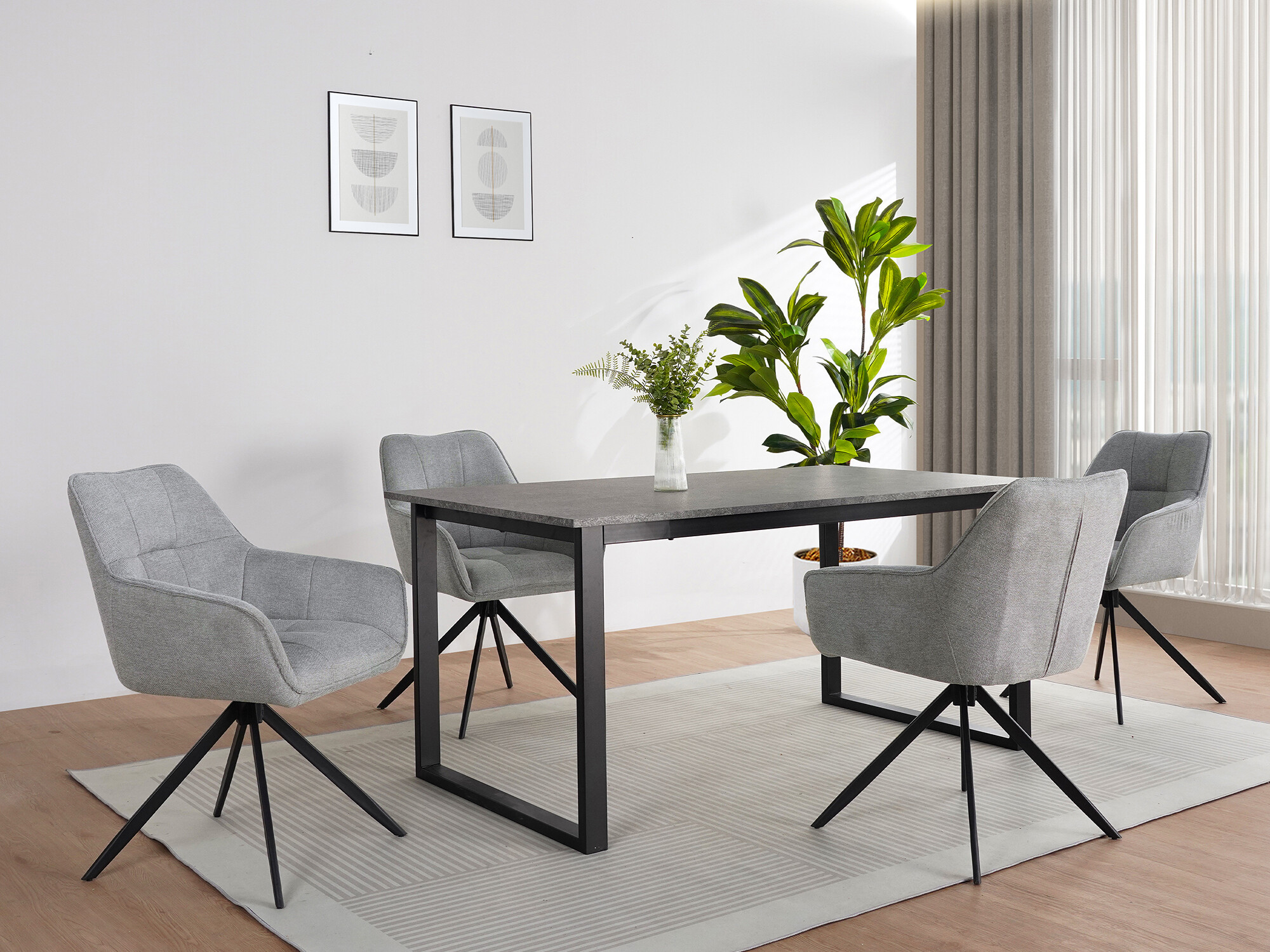 Маса Denton 1538 (Черен + Бетон)