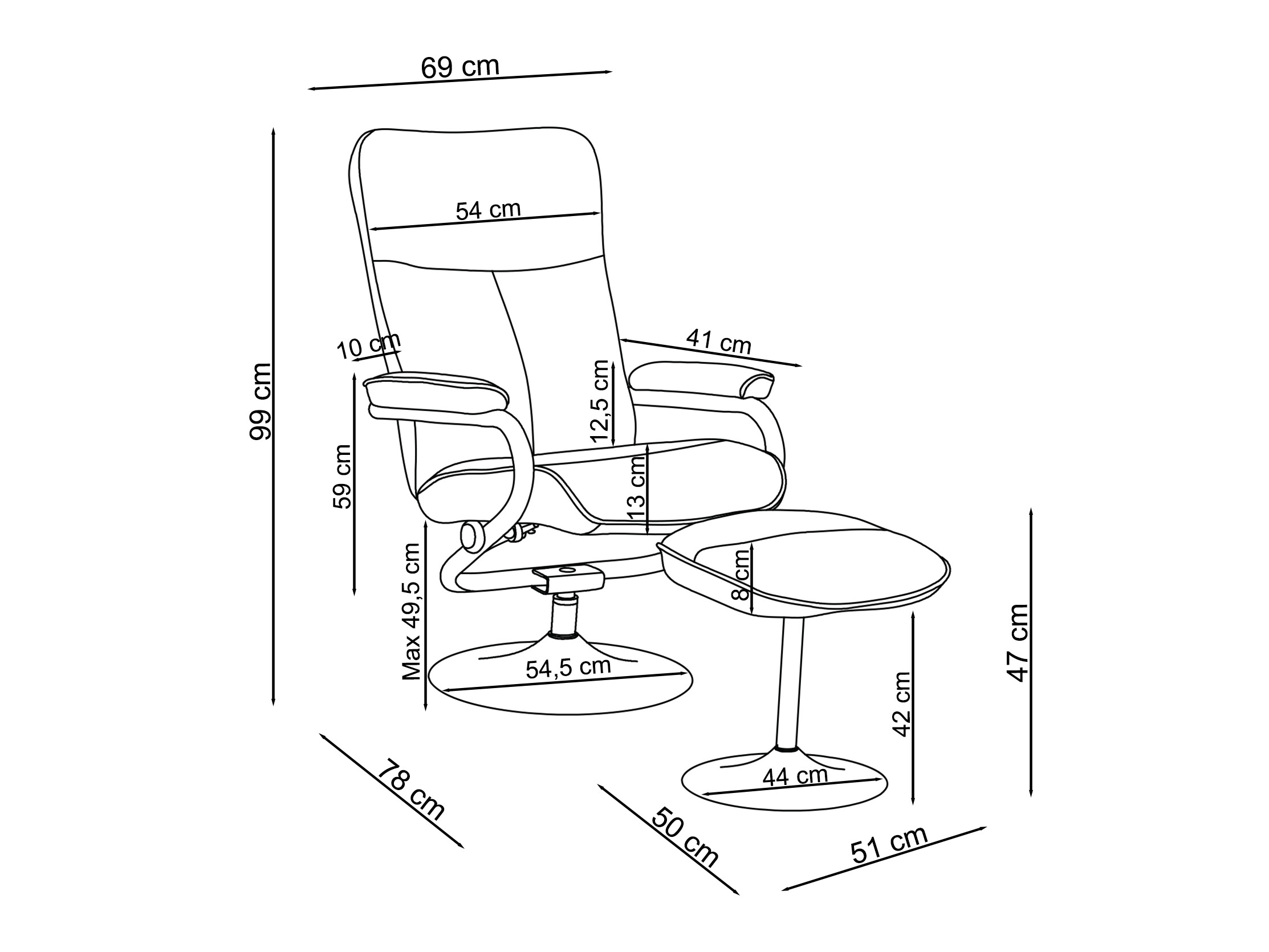 Реклайнер Denton 1540 (Сив)