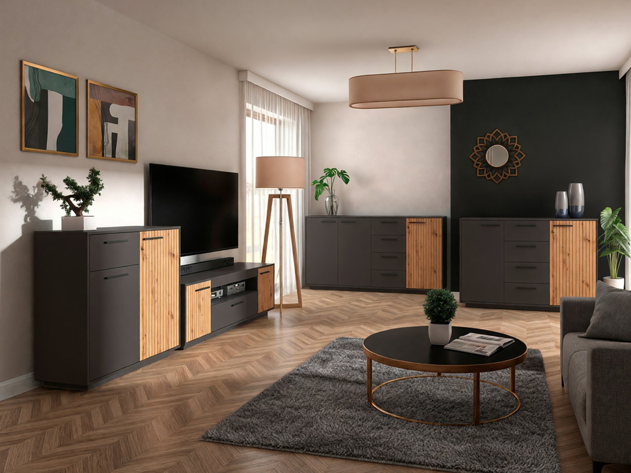 Скрин Melvelo 101 (Антрацит + Artisan дъб)