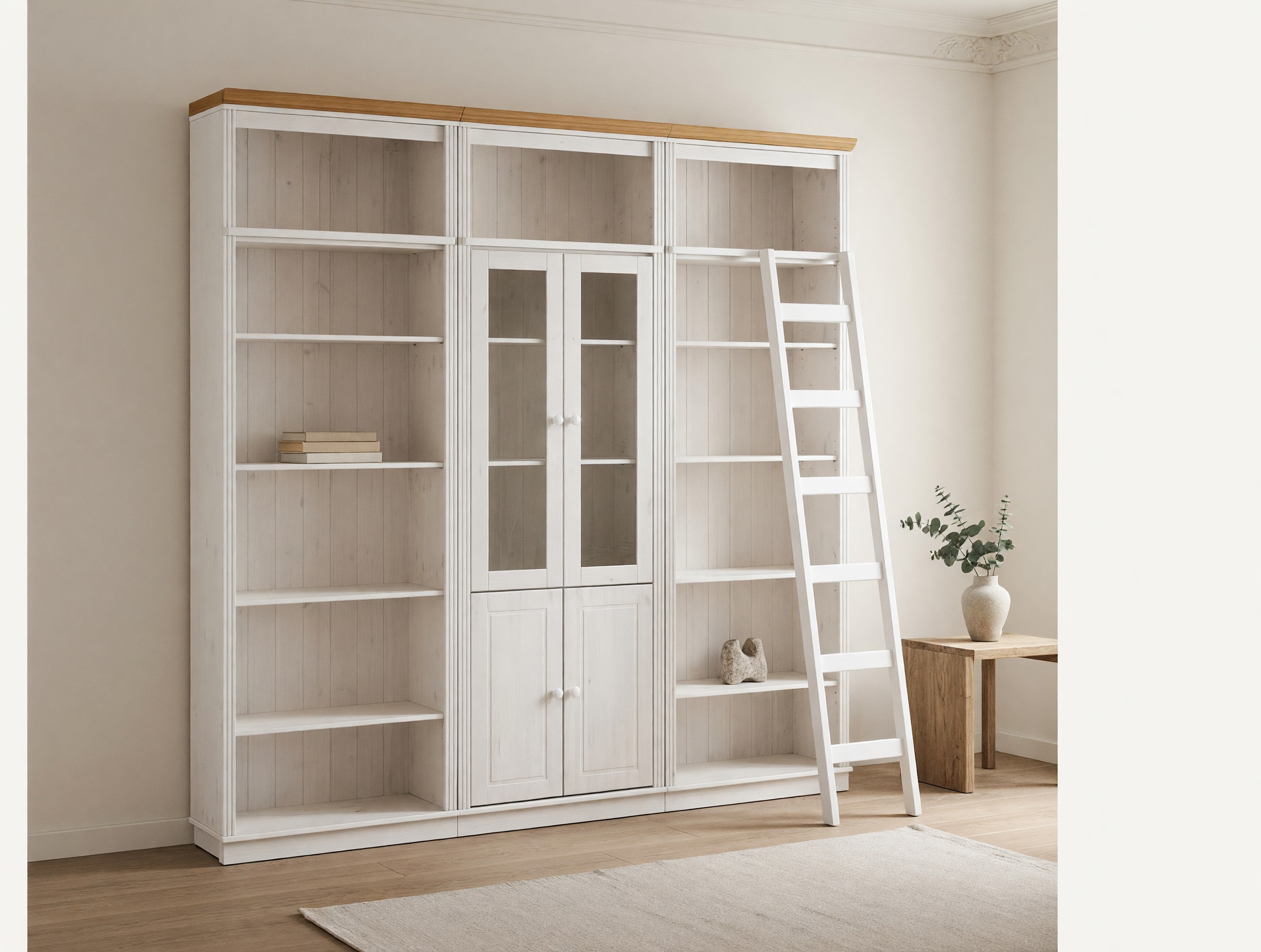 Комплект етажерки Saltoro 126 (Бял + Меден дъб)