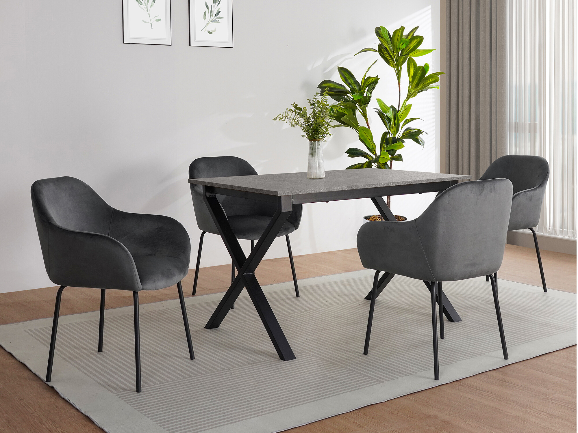 Маса Denton 1554 (Черен + Бетон)