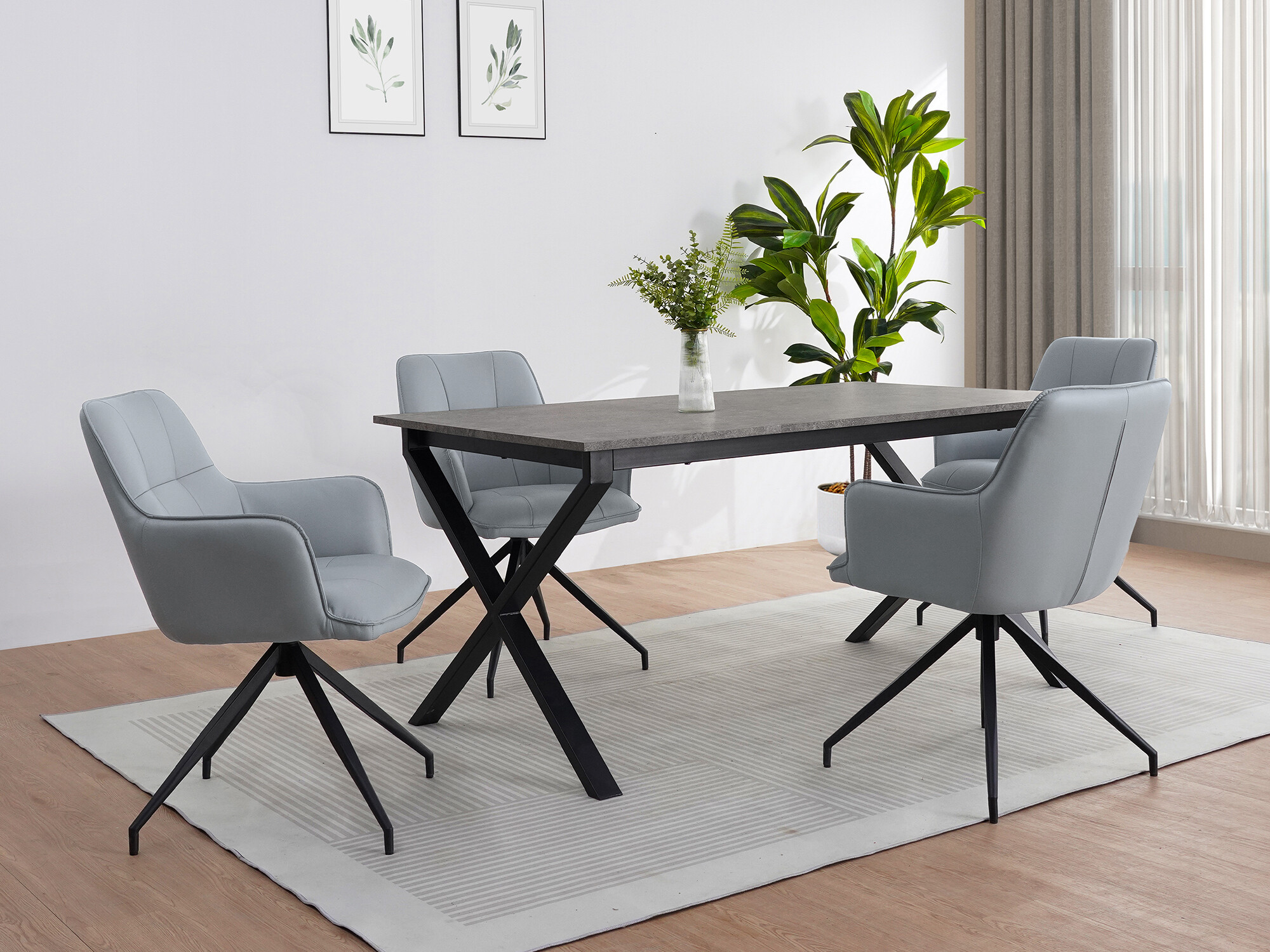 Маса Denton 1555 (Черен + Бетон)