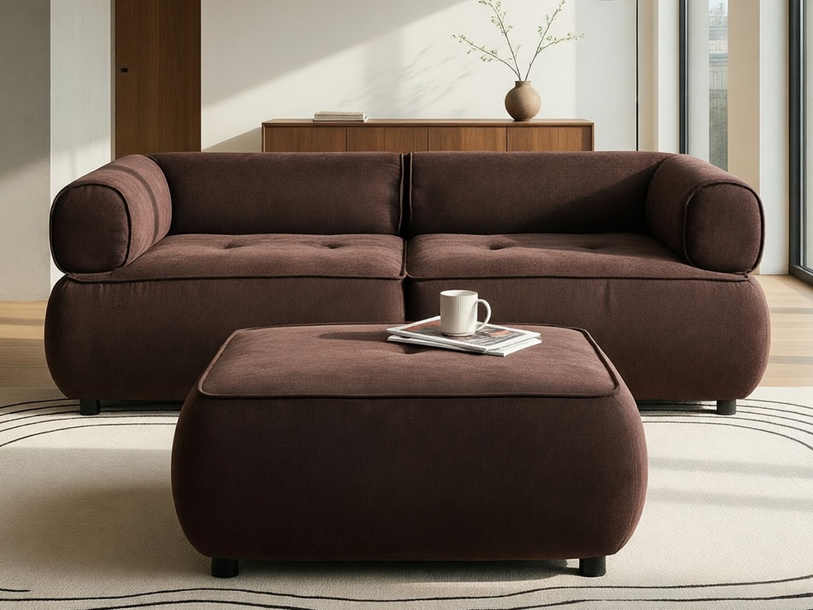 Комплект мека мебел Berwyn 3266 (Тъмнокафяв)