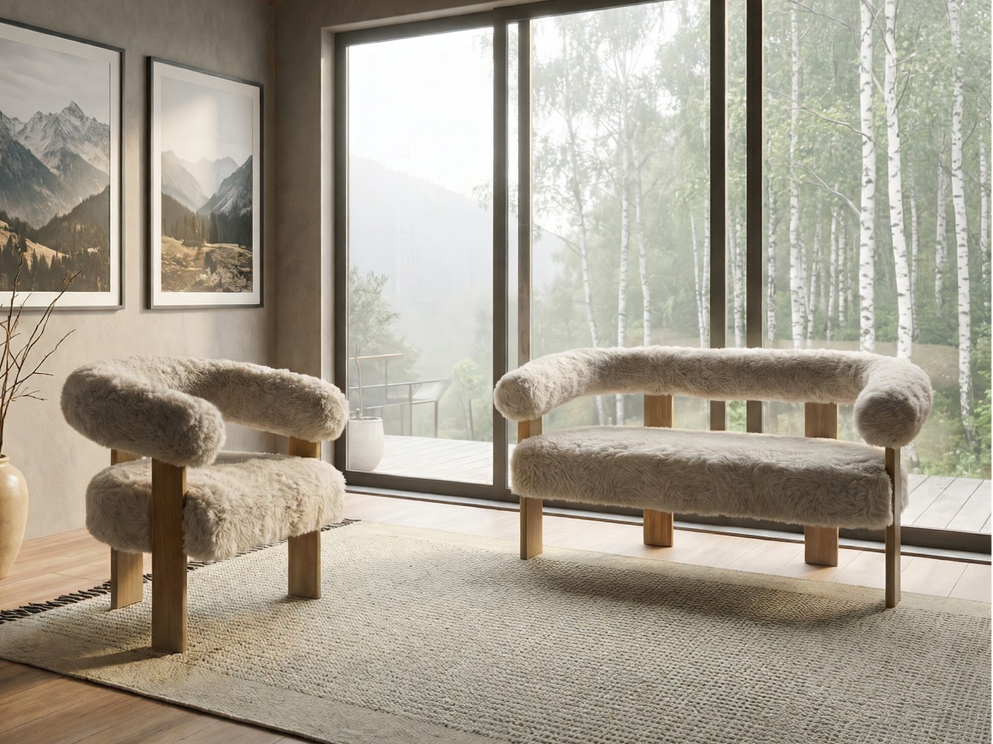 Комплект мека мебел Berwyn 3269 (Бял + Светлокафяво)