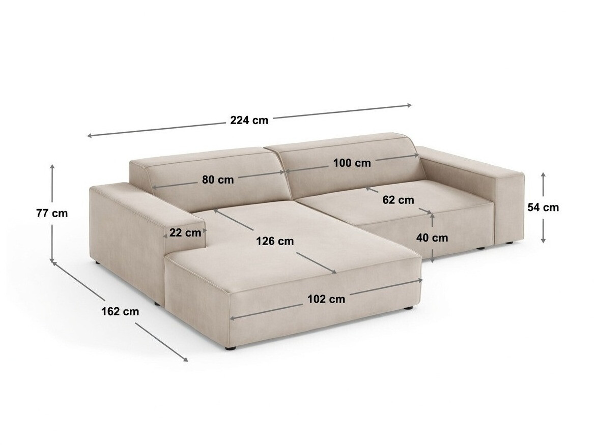 Ъглов диван Lomcalu 116 (PLUSH CREAM)