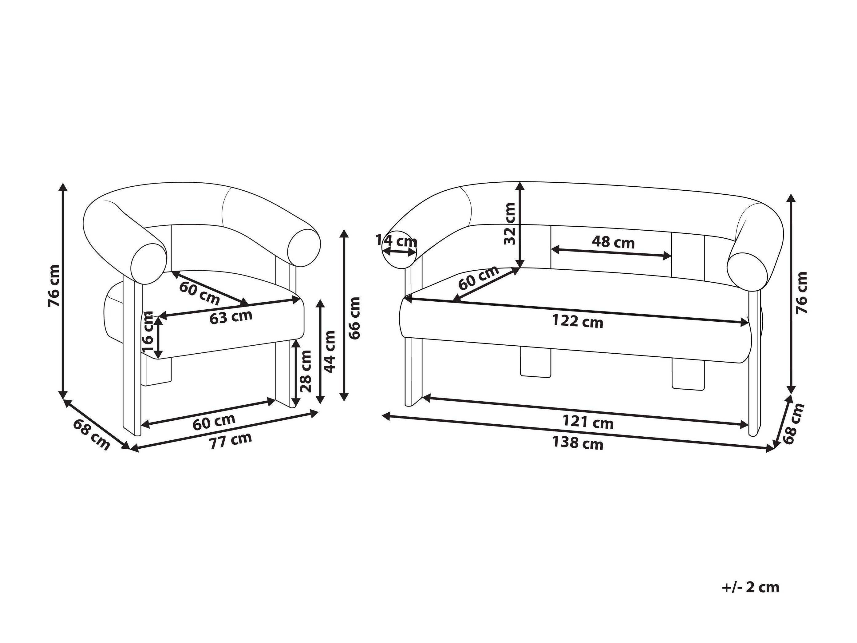 Комплект мека мебел Berwyn 3269 (Бял + Светлокафяво)