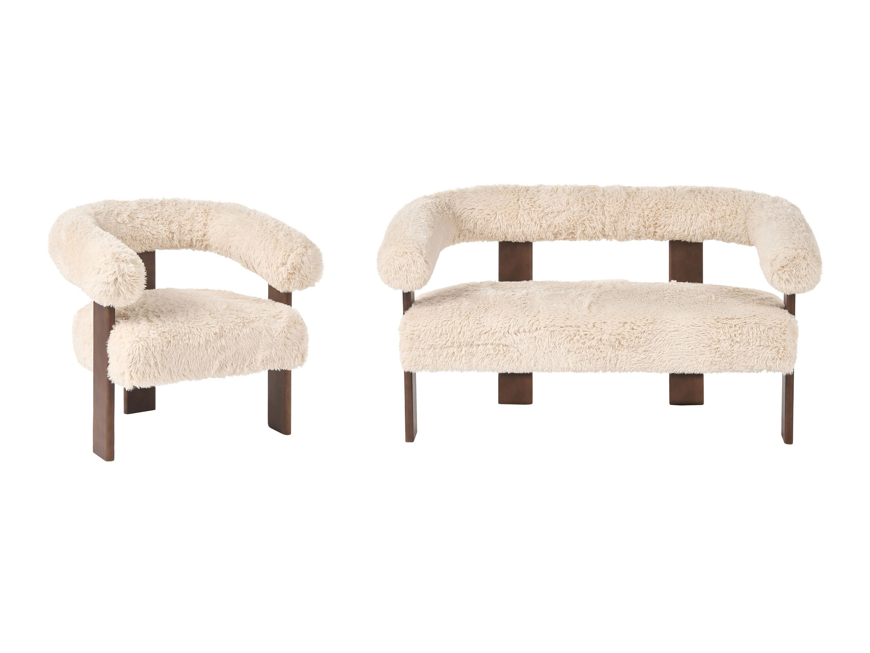 Комплект мека мебел Berwyn 3269 (Бял + Тъмнокафяв)