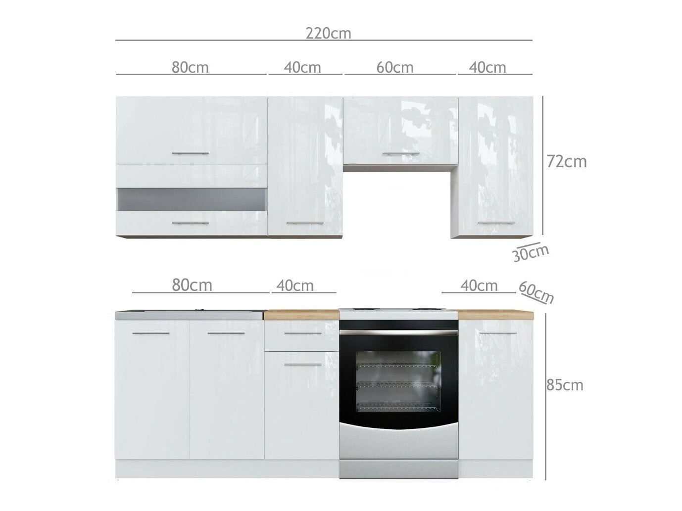 Модулен кухненски комплект Tiffa Grey 104