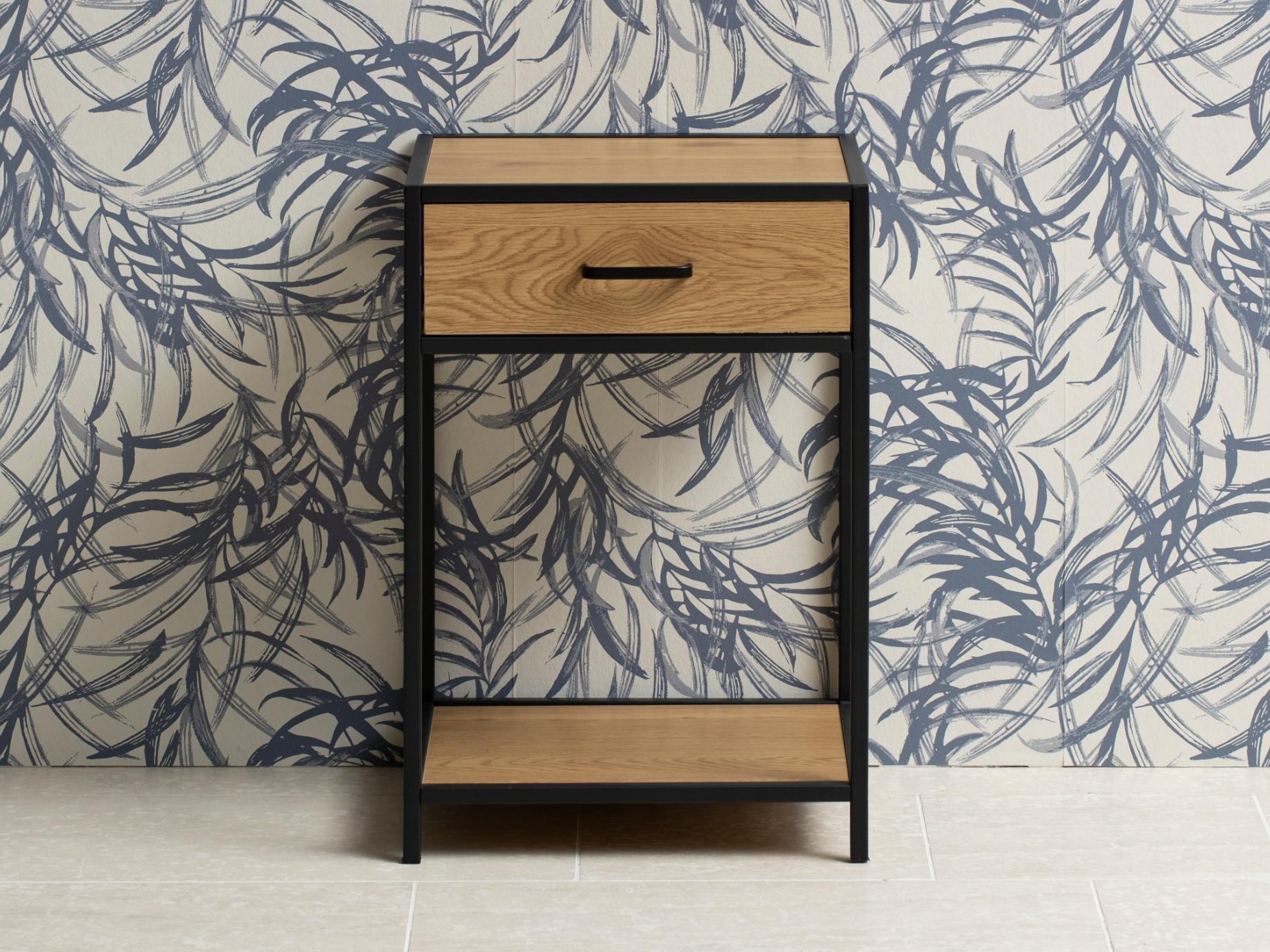 Нощно шкафче Norsica Sevferi 128 (Див дъб + Черен)