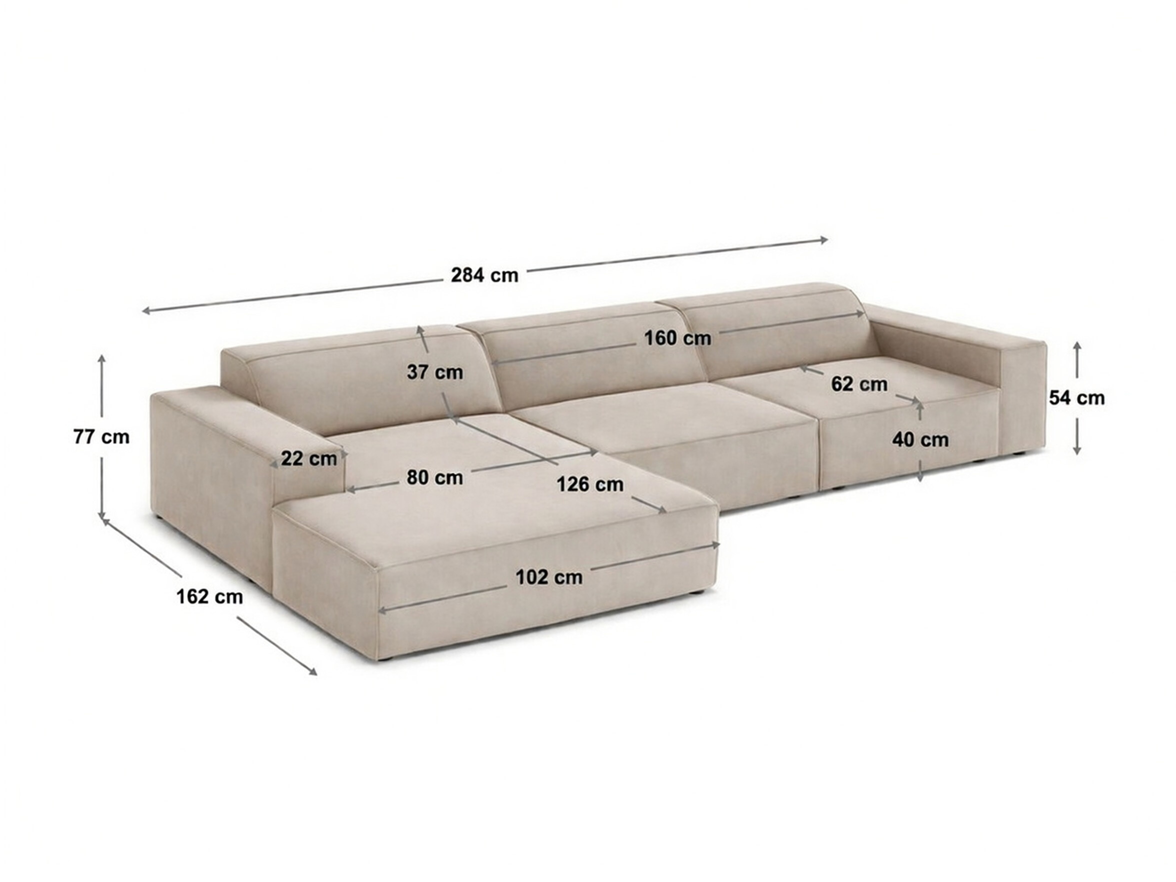 Ъглов диван Lomcalu 117 (PLUSH CREAM)