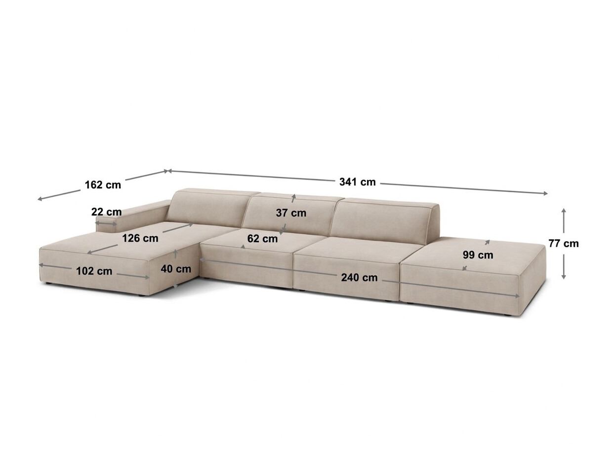 Ъглов диван Lomcalu 118 (PLUSH CREAM)