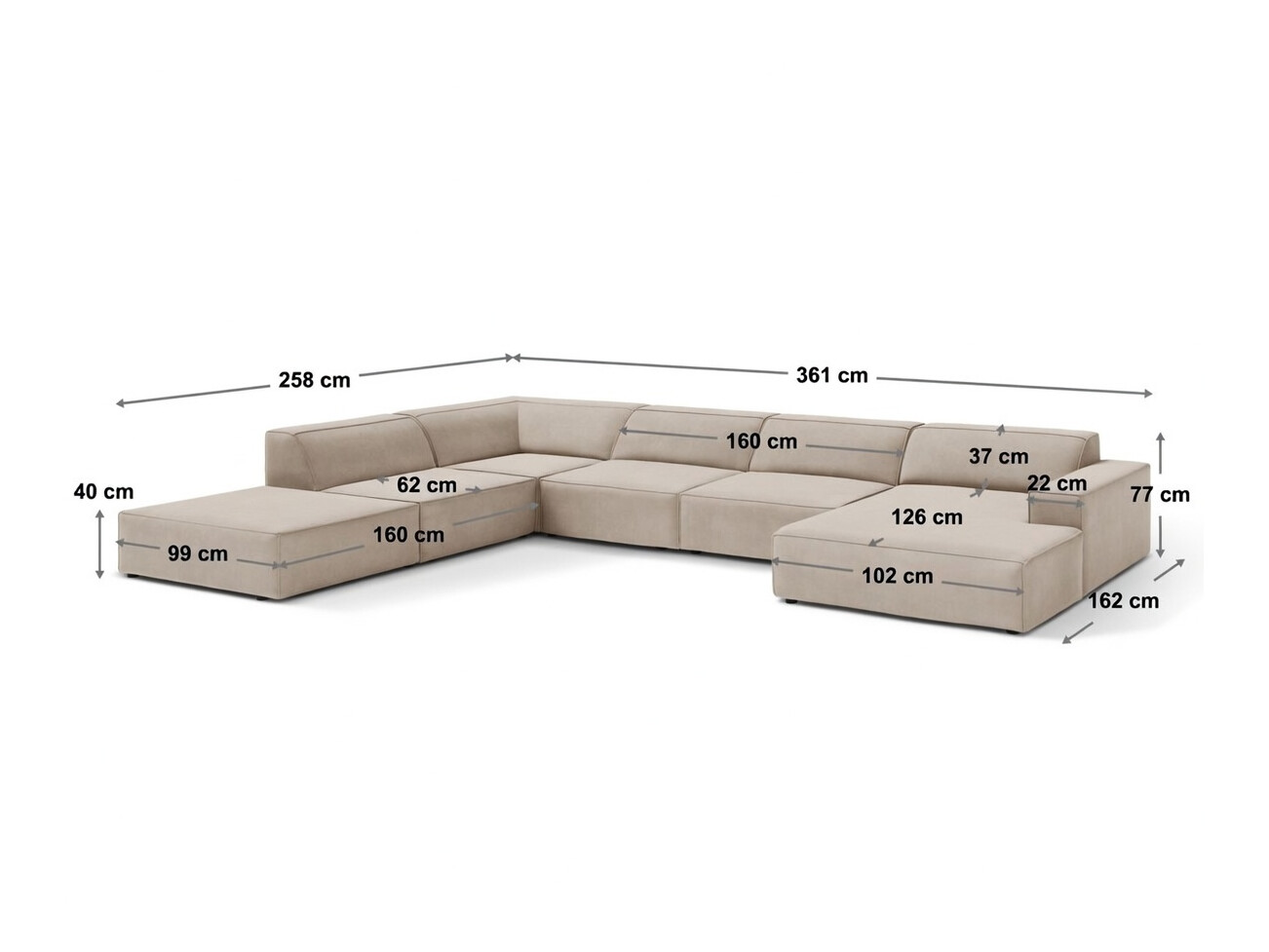 Ъглов диван Lomcalu 119 (PLUSH CREAM)