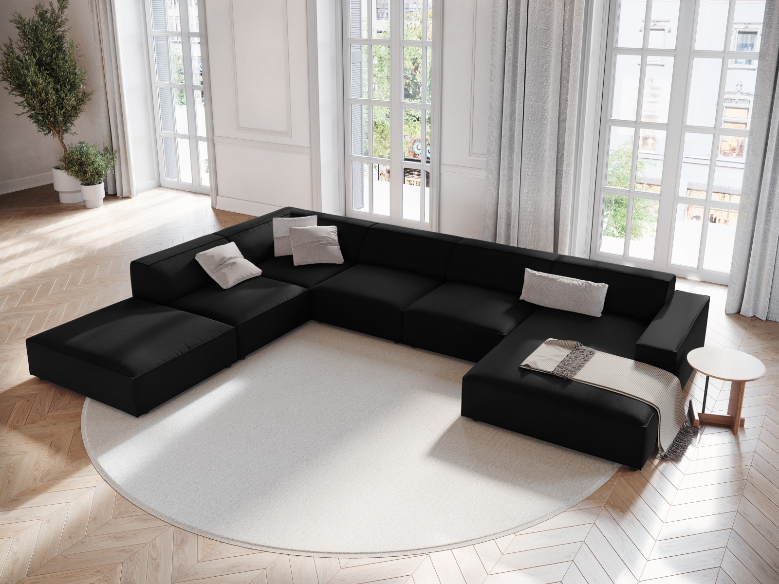 Ъглов диван Lomcalu 119 (PLUSH EBONY)