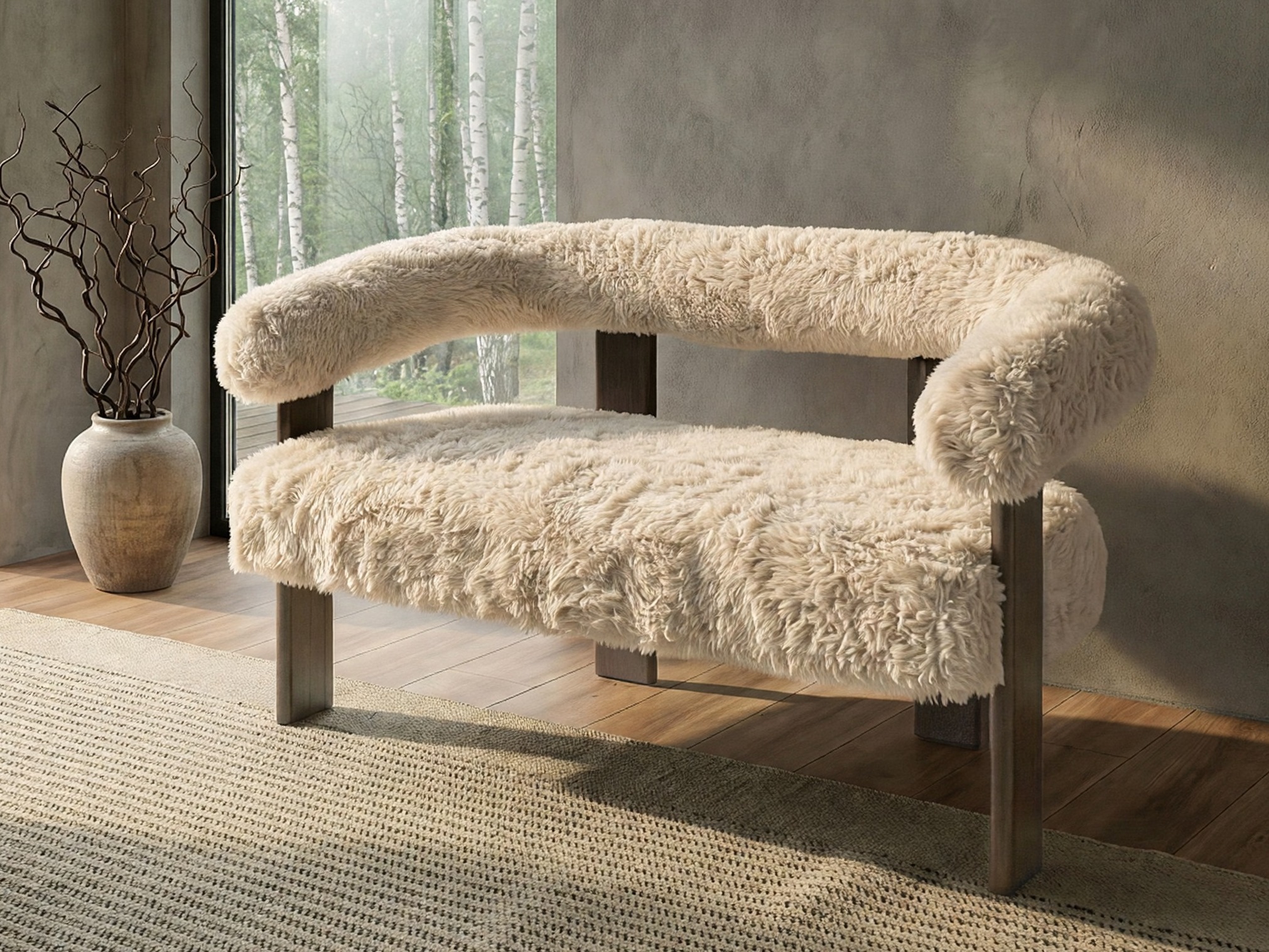 Тапицирана пейка Berwyn 3271 (Бял + Тъмнокафяв)