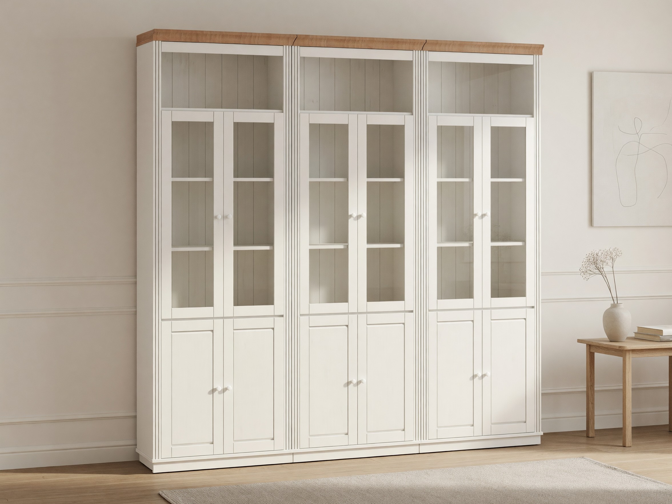 Комплект етажерки Saltoro 114 (Бял + Меден дъб)