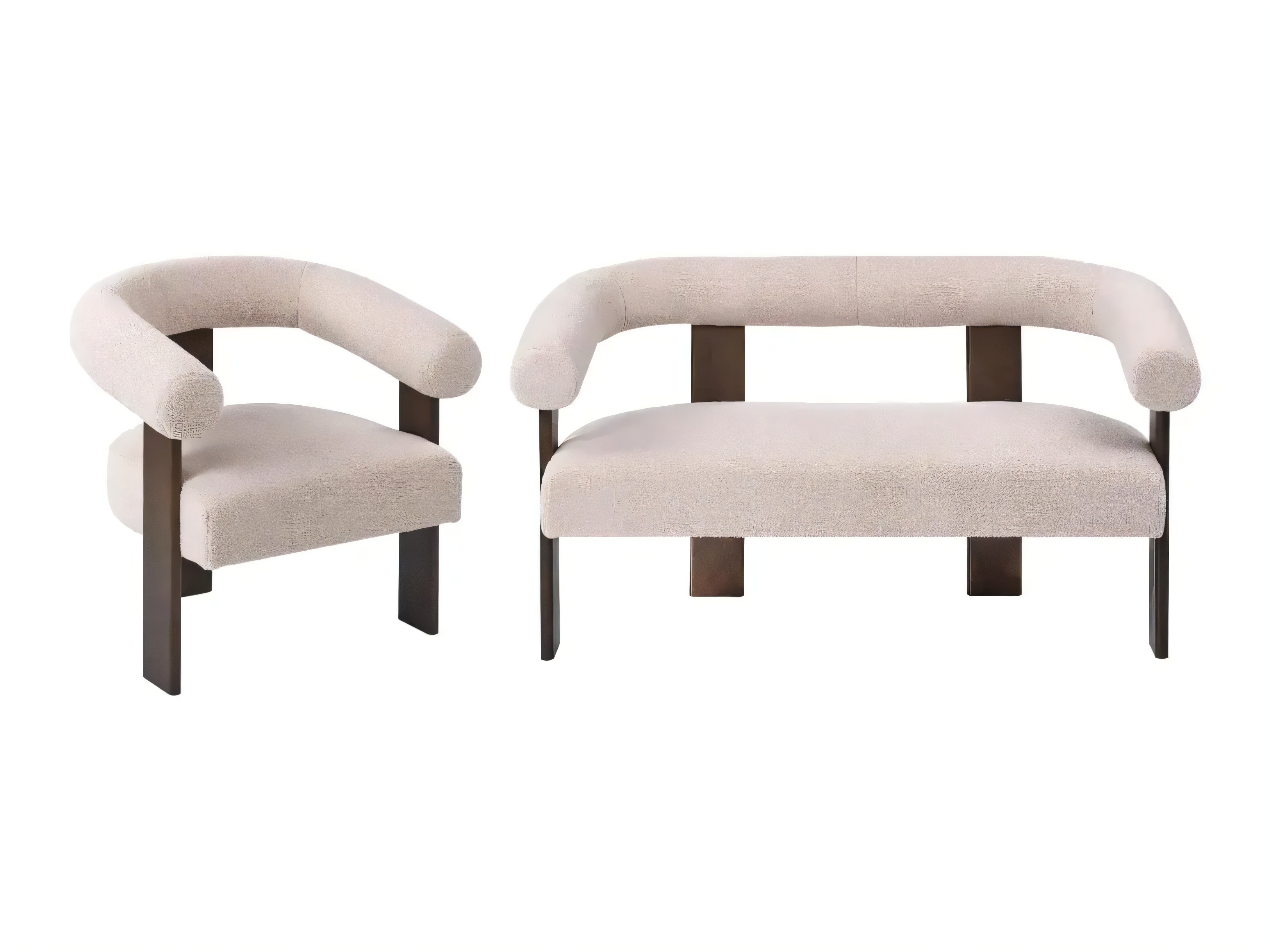 Комплект мека мебел Berwyn 2710 (Бежов + Тъмно дърво)