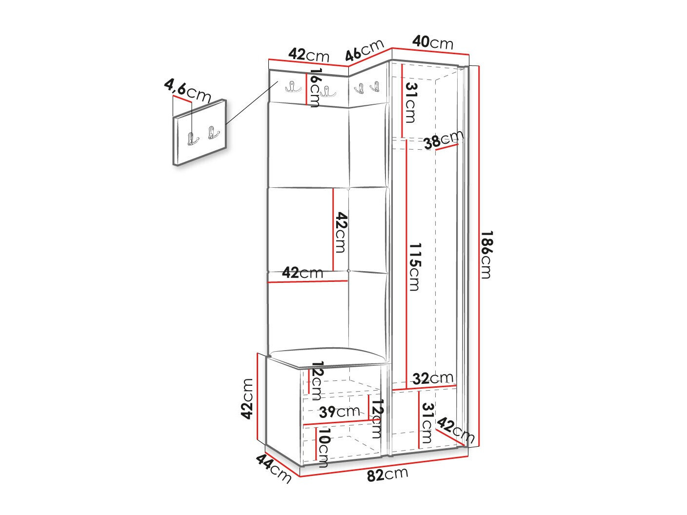 Комплект за антре Hartford 382 (Черен)
