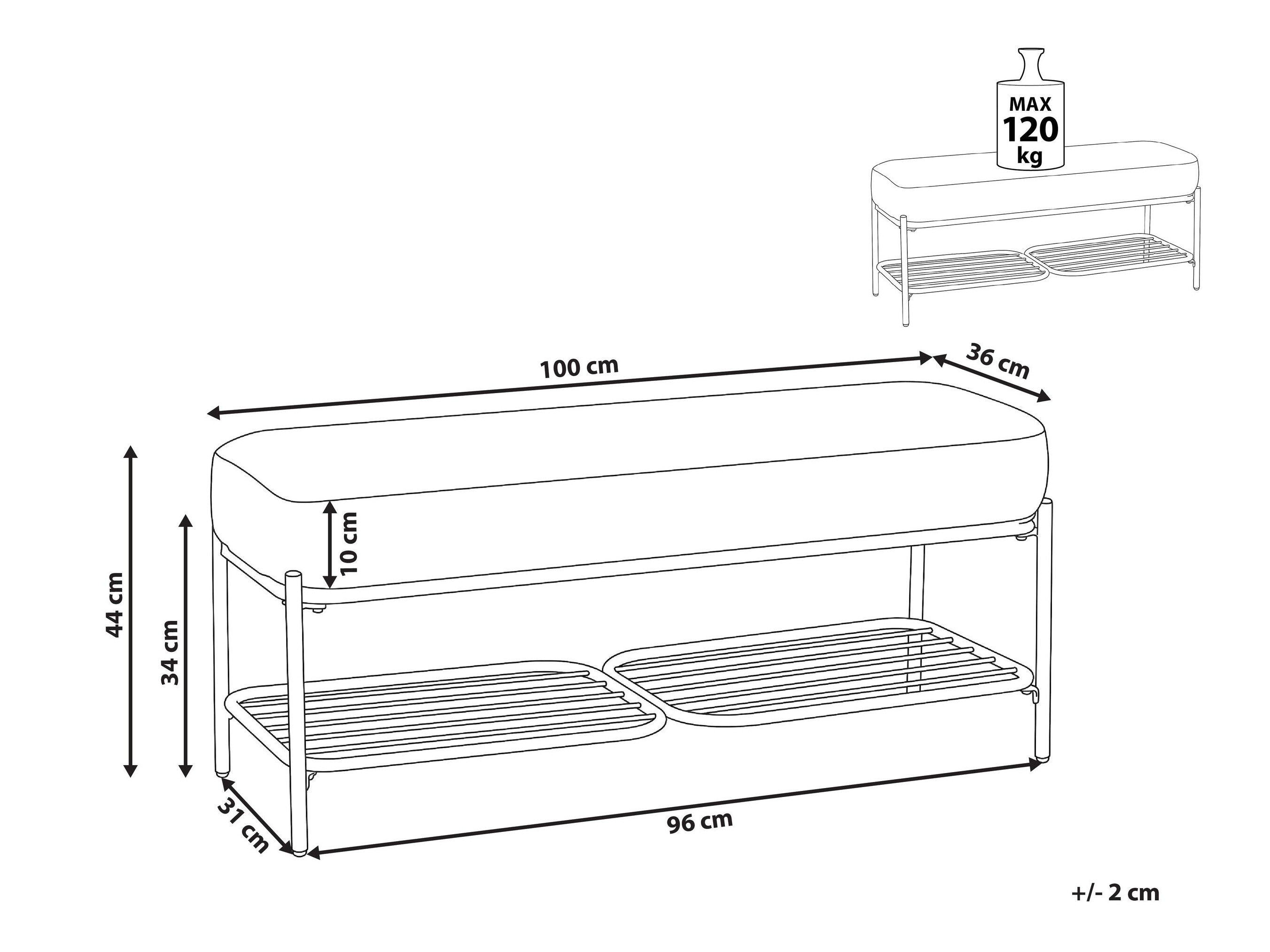 Тапицирана пейка Berwyn 3278 (Черен)