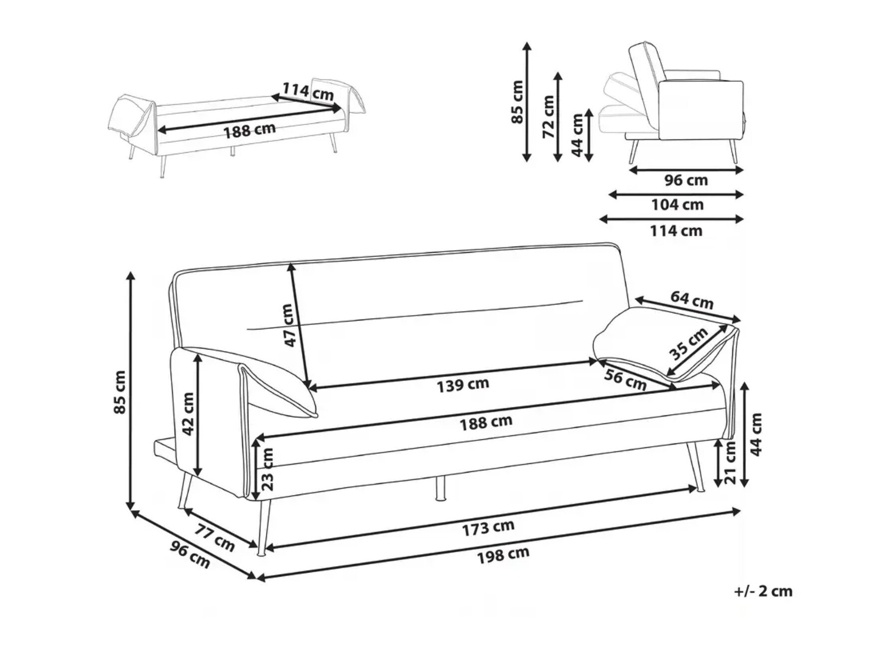 Разтегателен диван Berwyn 3284 (Светлокафяво)